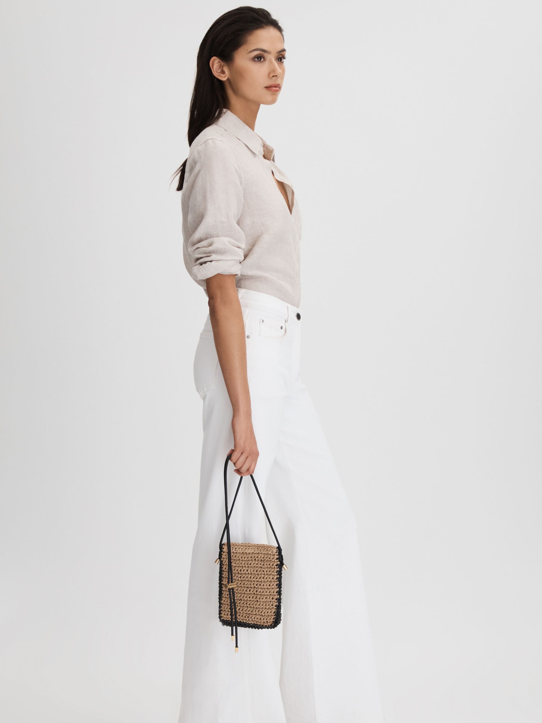 Woven Cross-Body Phone Bag in Natural - Image 2 of 5