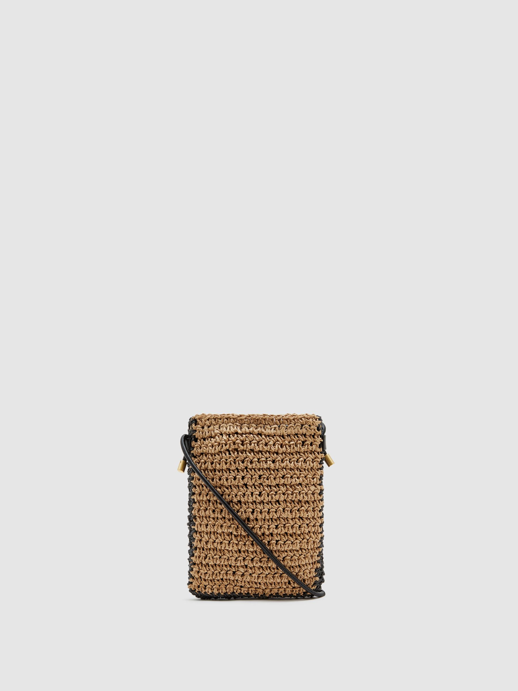 Woven Cross-Body Phone Bag in Natural - Image 4 of 5