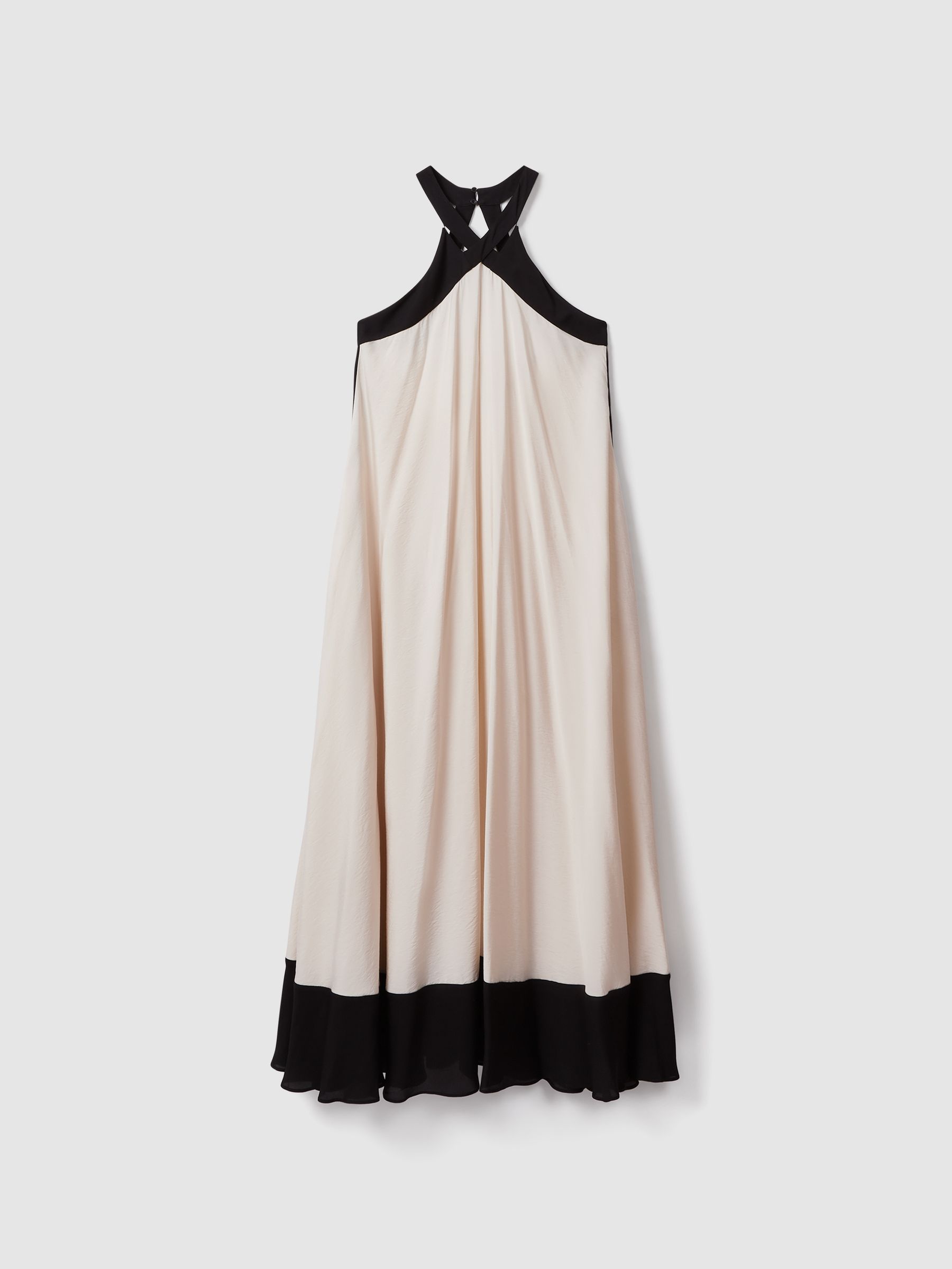 Relaxed Colourblock Maxi Dress in Neutral/Black - Image 2 of 6