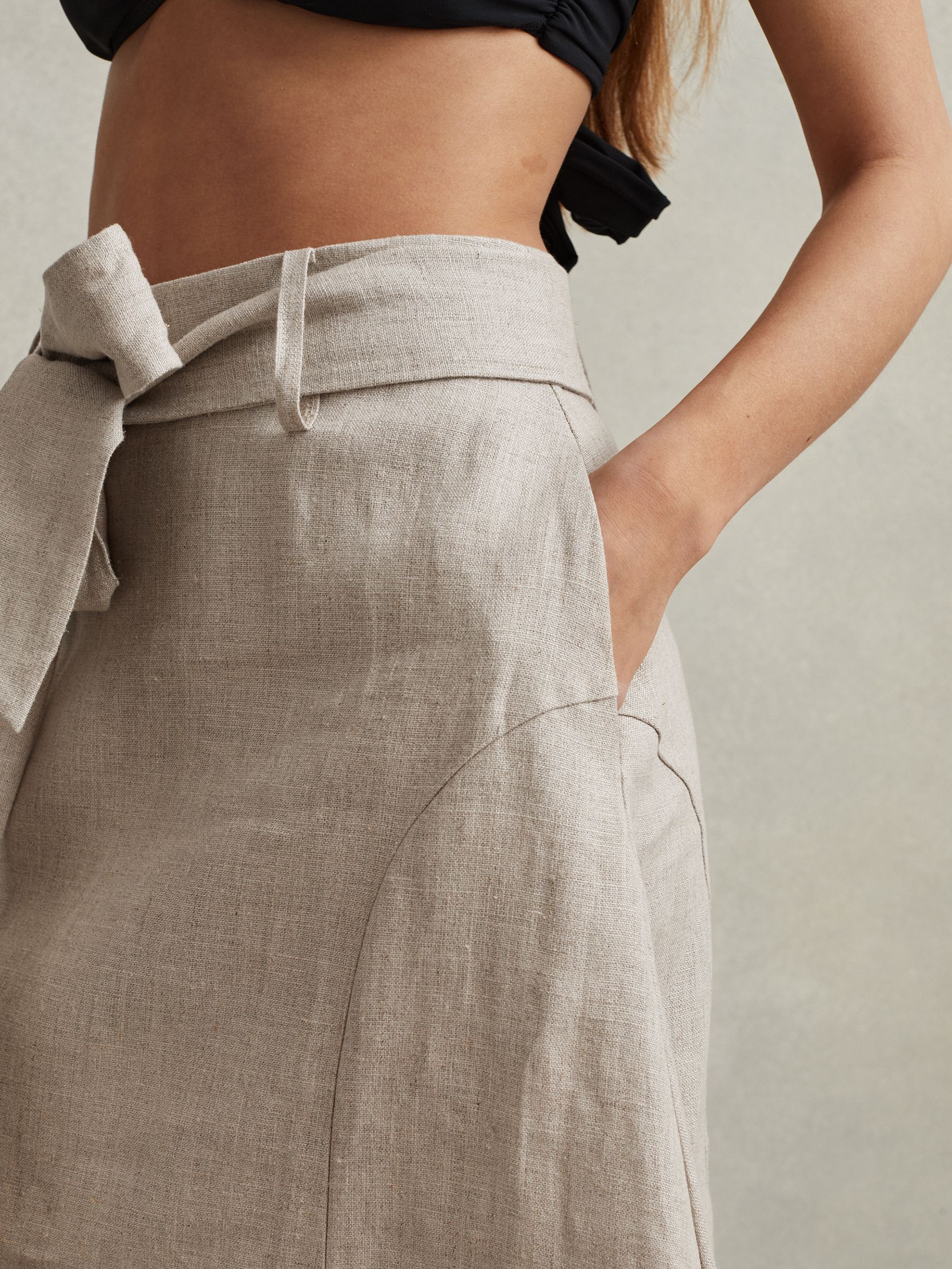 High Rise Linen Maxi Skirt in Neutral - Image 3 of 7