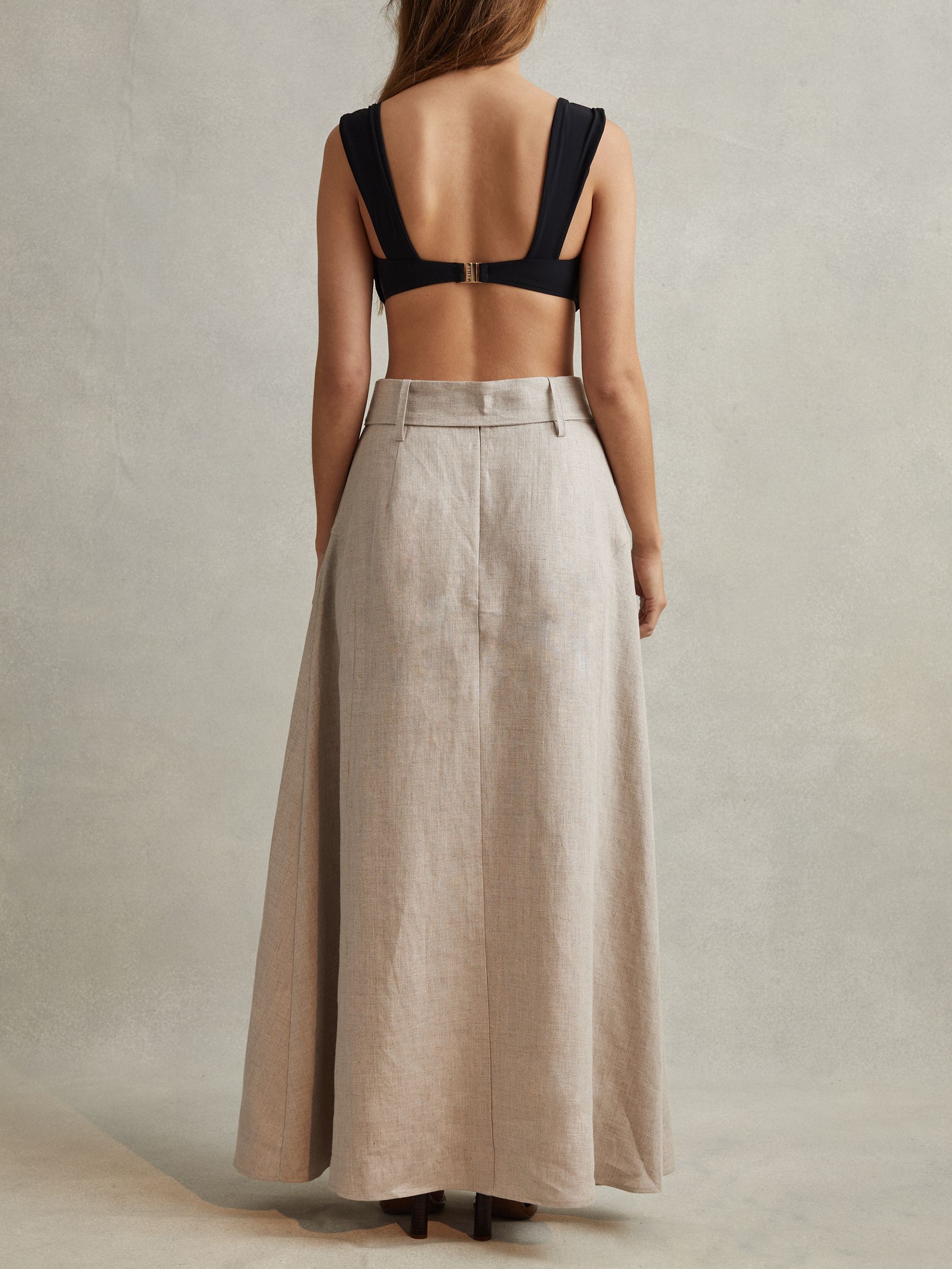 High Rise Linen Maxi Skirt in Neutral - Image 6 of 7