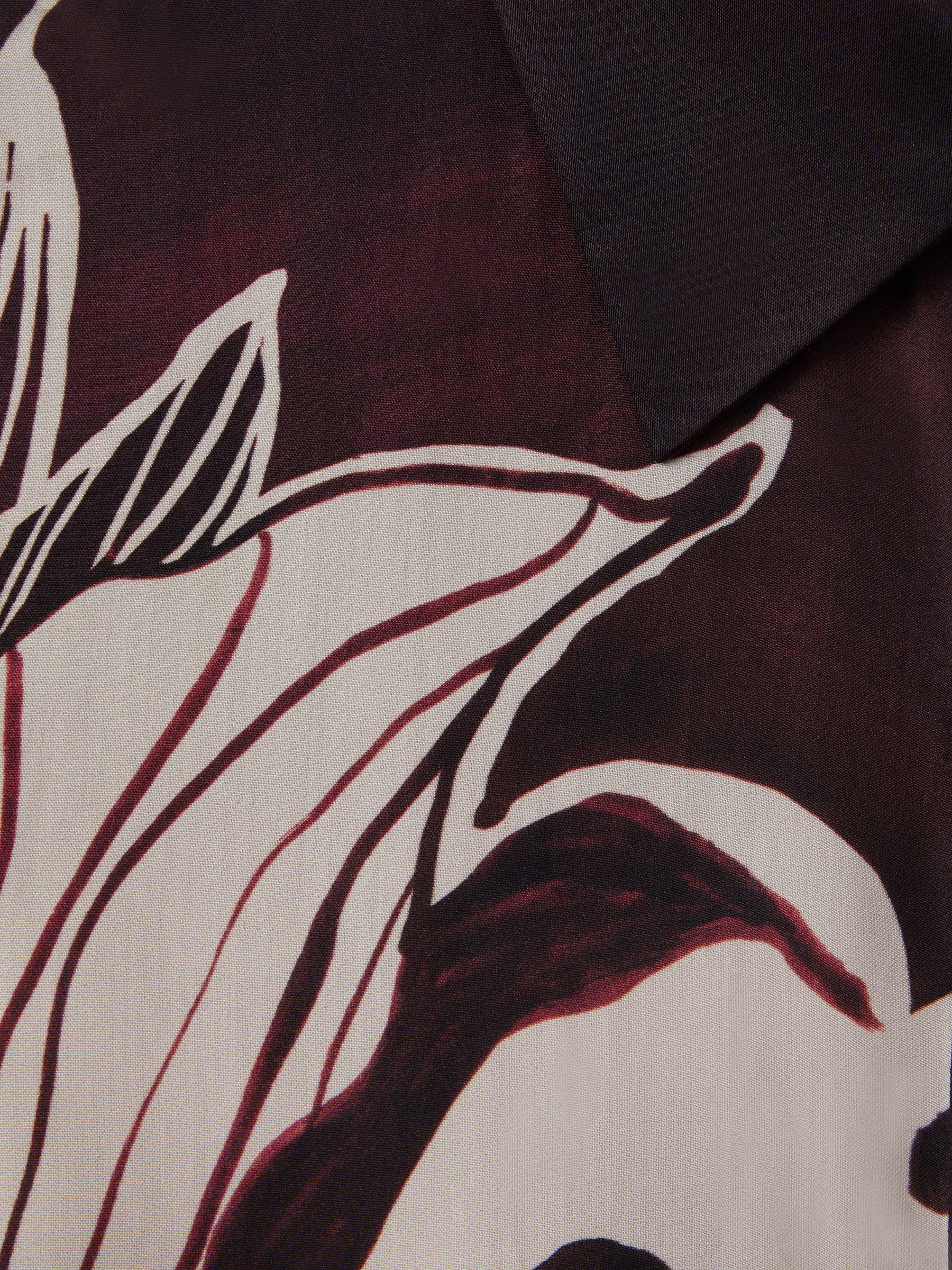 Printed High-Low Button-Through Shirt in Burgundy/Cream - Image 6 of 6