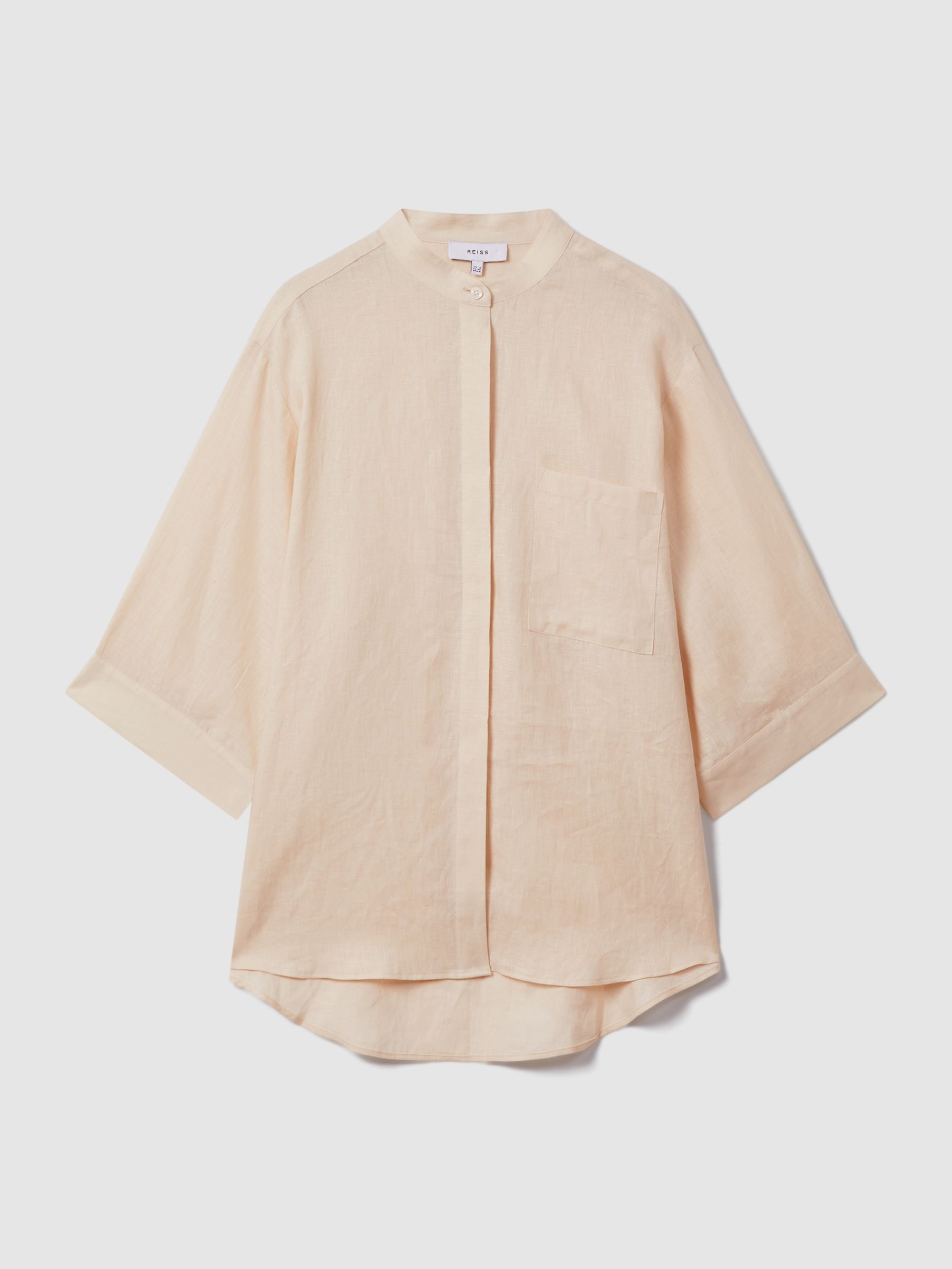 Relaxed Sleeve Linen Shirt in Blush - Image 2 of 6