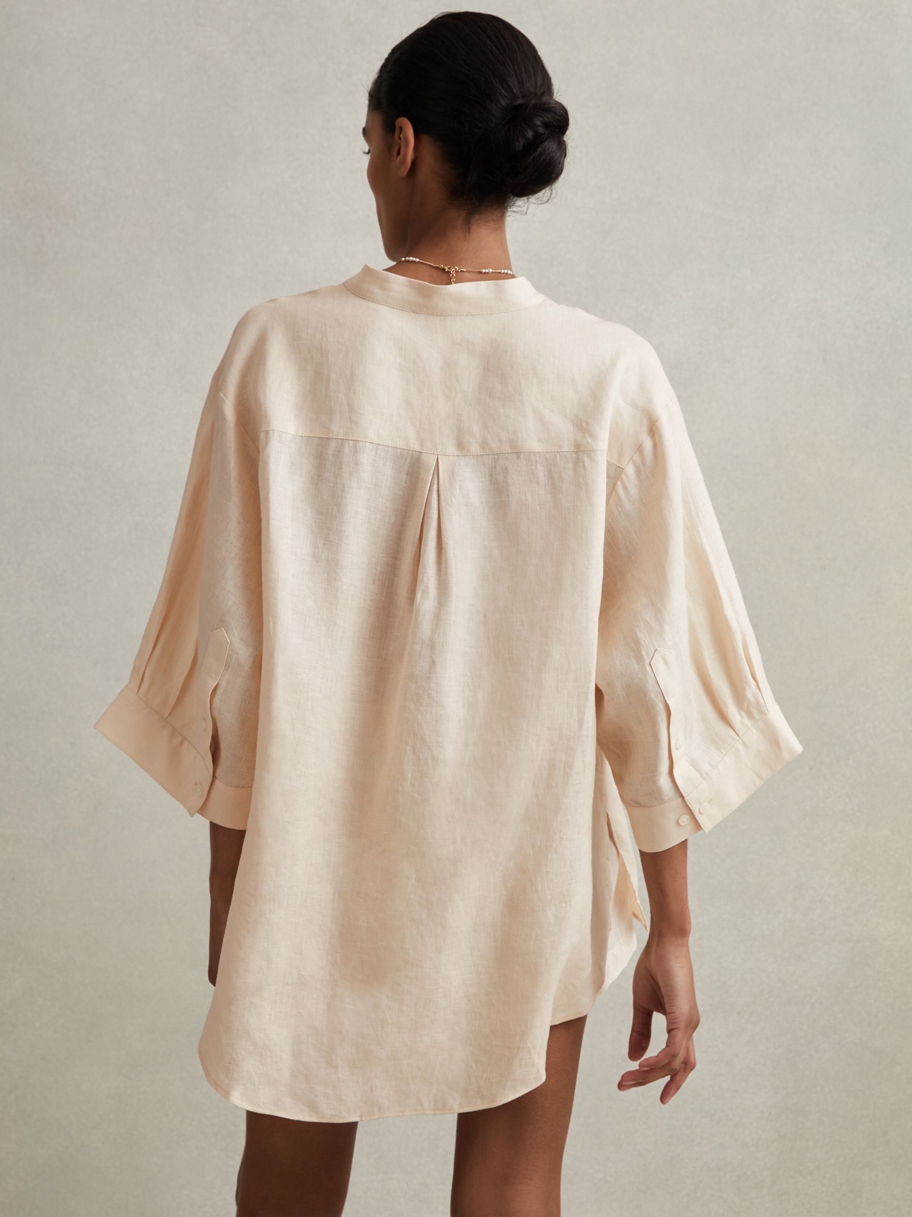 Relaxed Sleeve Linen Shirt in Blush - Image 4 of 6