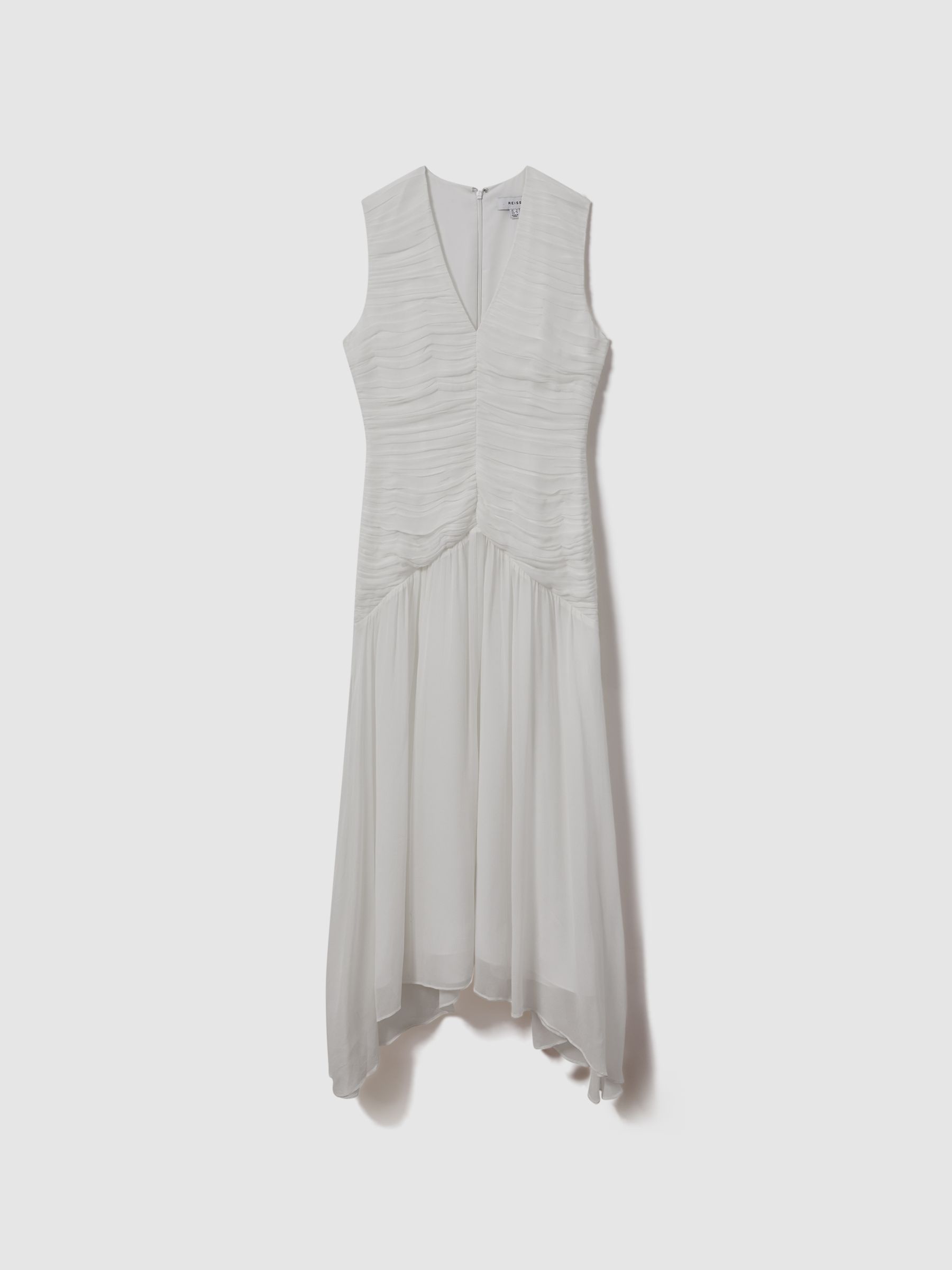 Ruched Bodycon Midi Dress in Ivory - Image 2 of 6