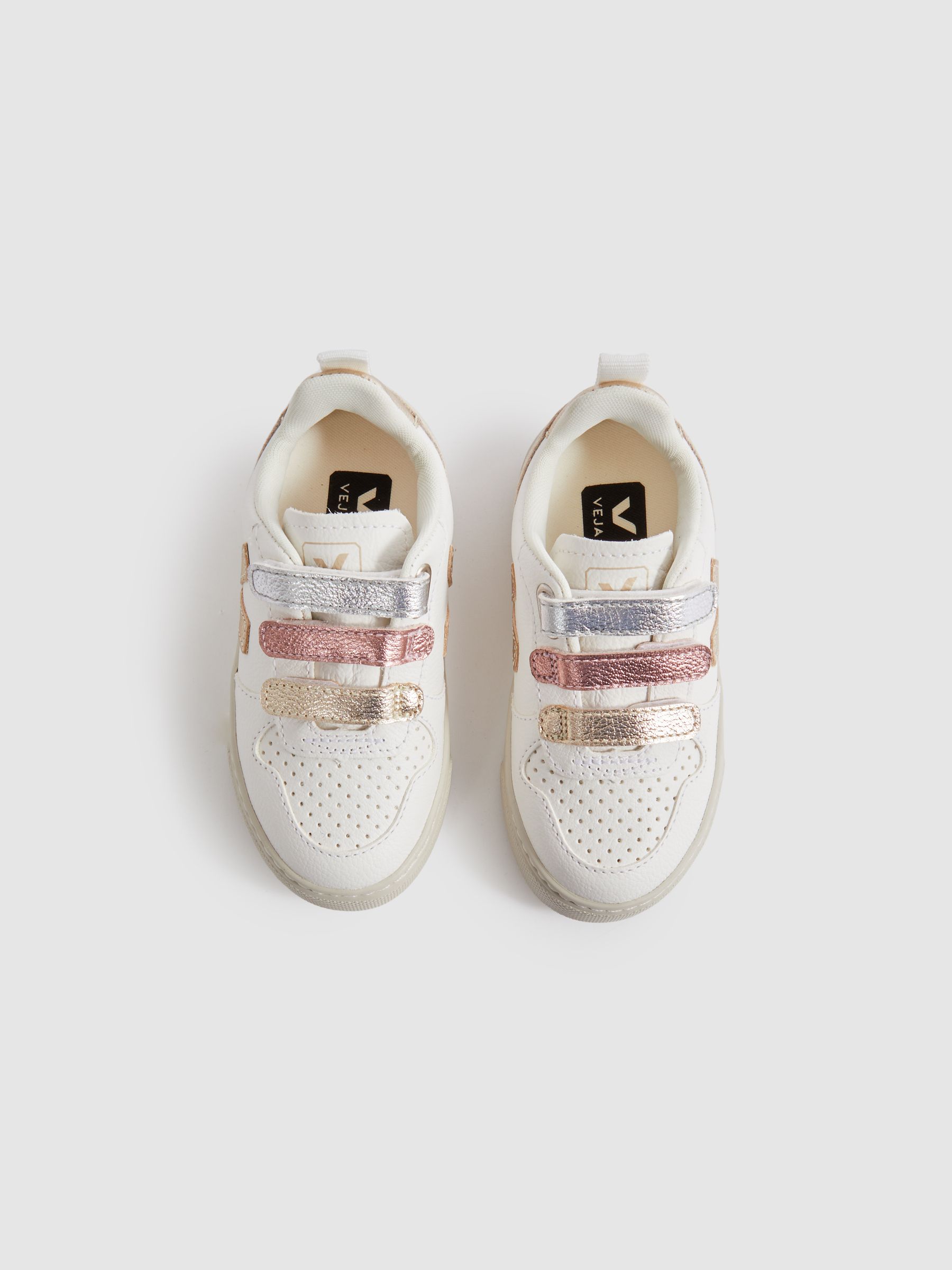 Veja Suede Velcro Trainers in White Multi - Image 2 of 4