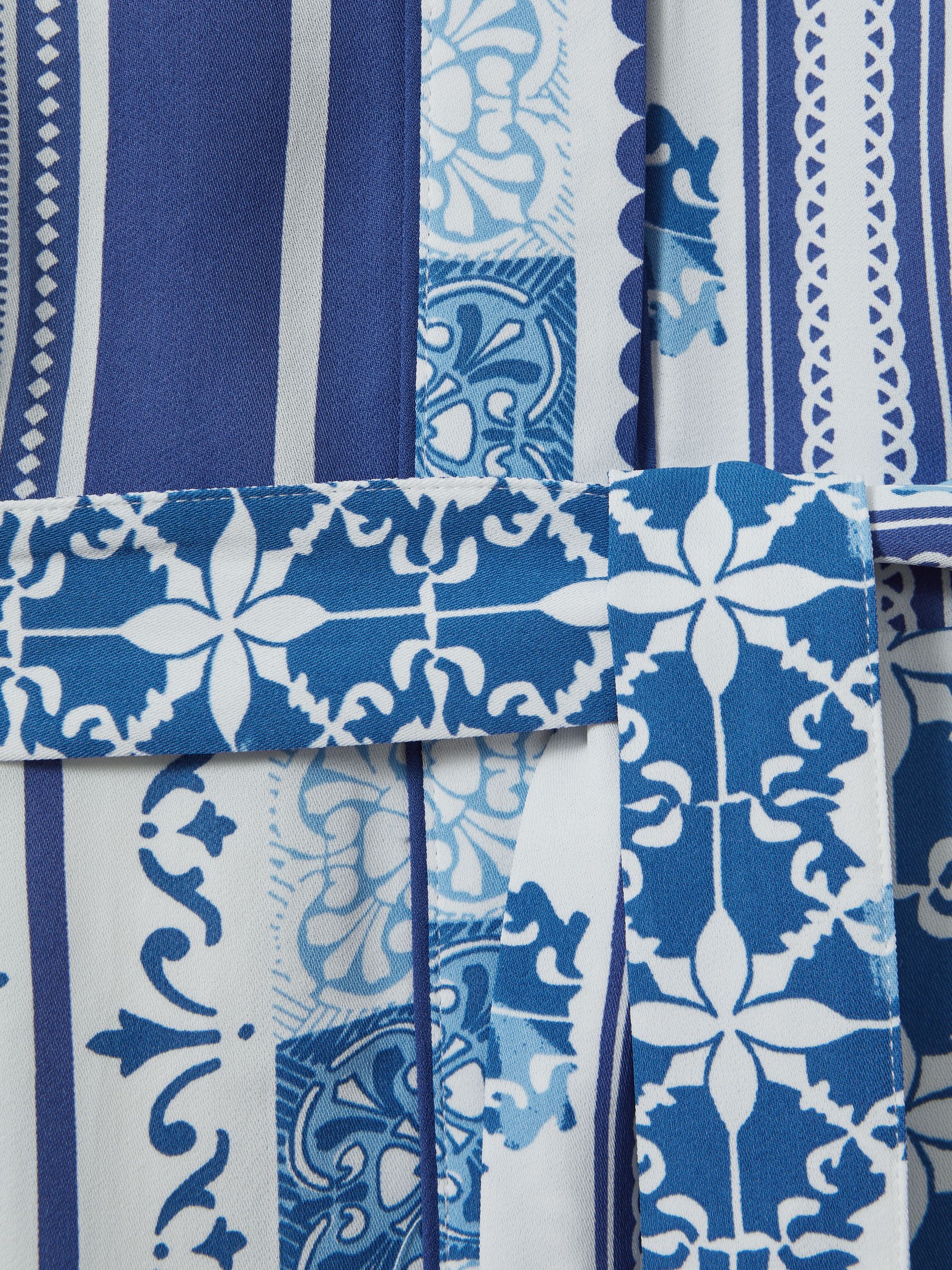 Tile Print Belted Mini Dress in Blue - Image 5 of 5