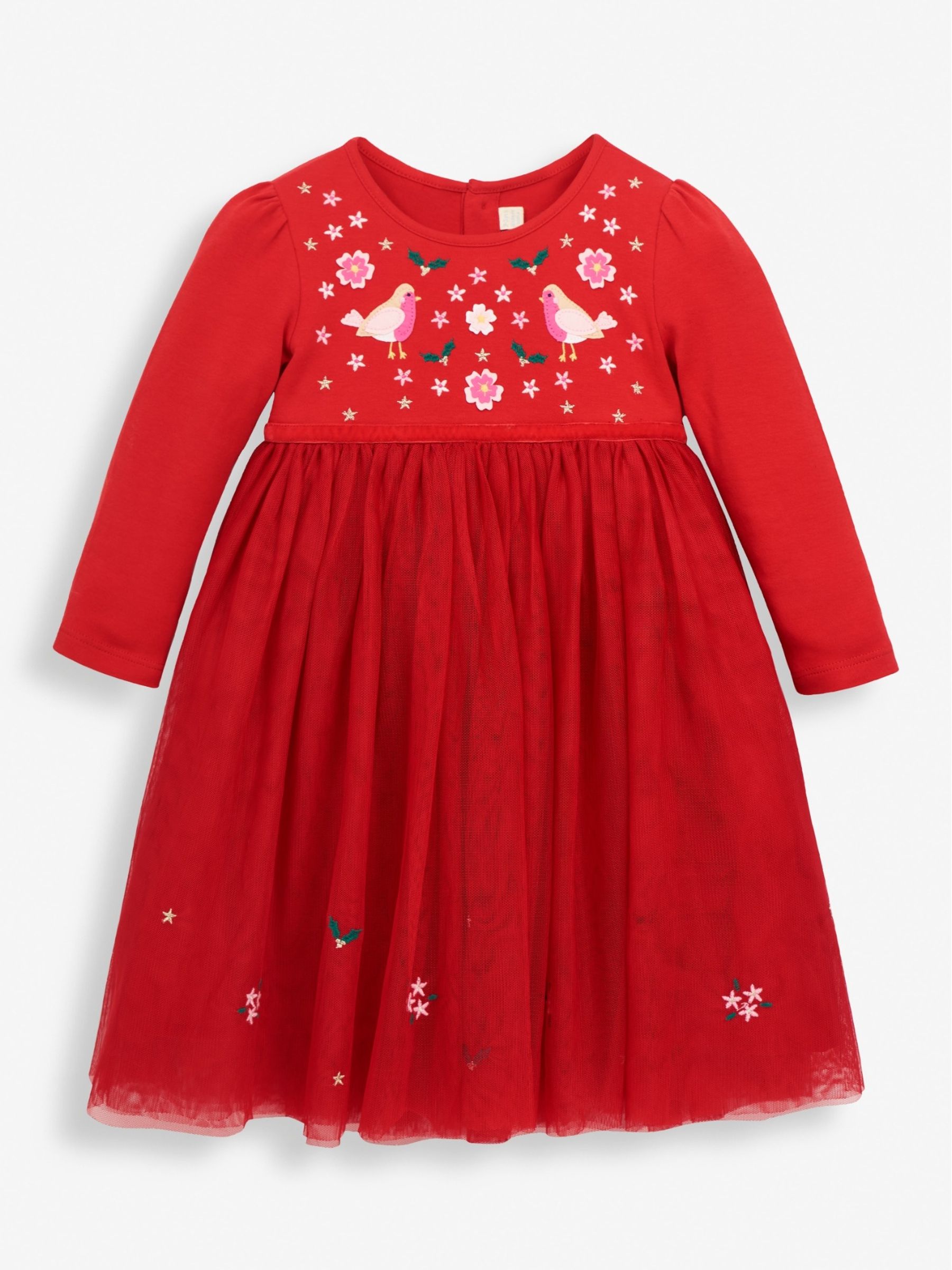Robin Embroidered Party Dress in Red - Image 1 of 3