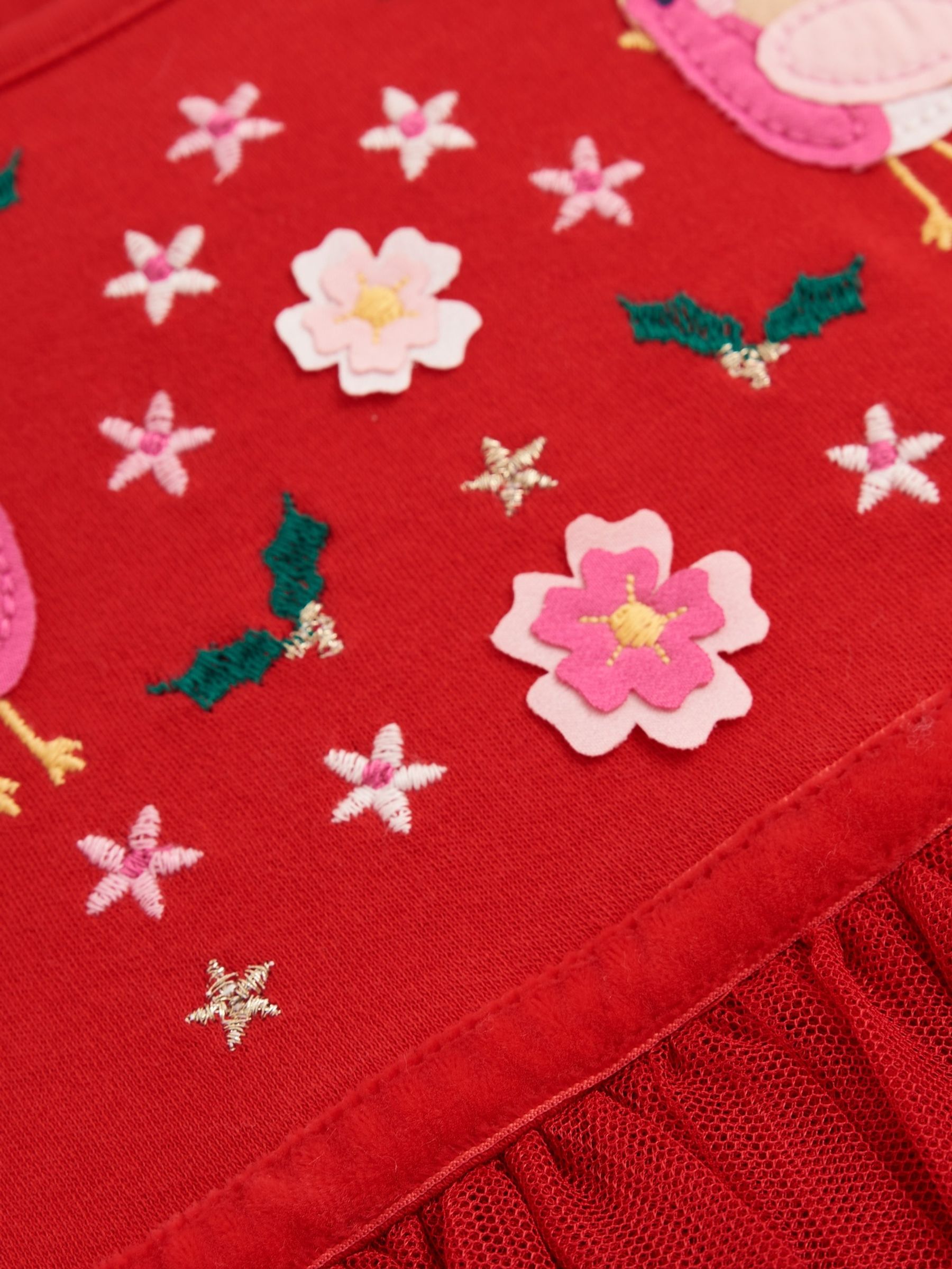Robin Embroidered Party Dress in Red - Image 3 of 3