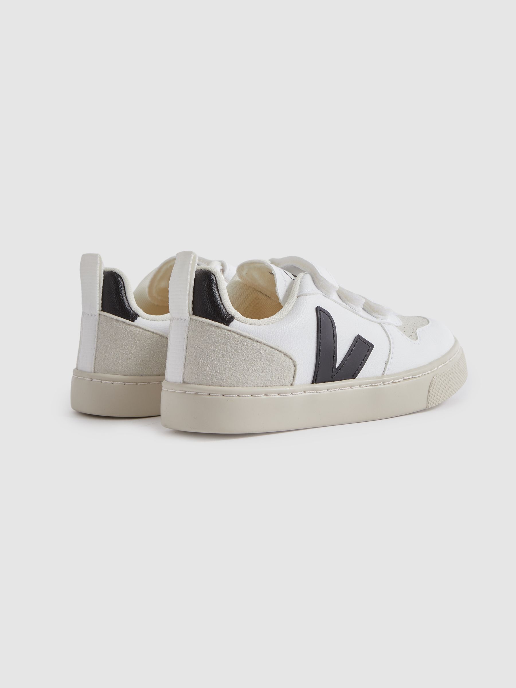 Veja Suede Velcro Trainers in White/Black - Image 1 of 4