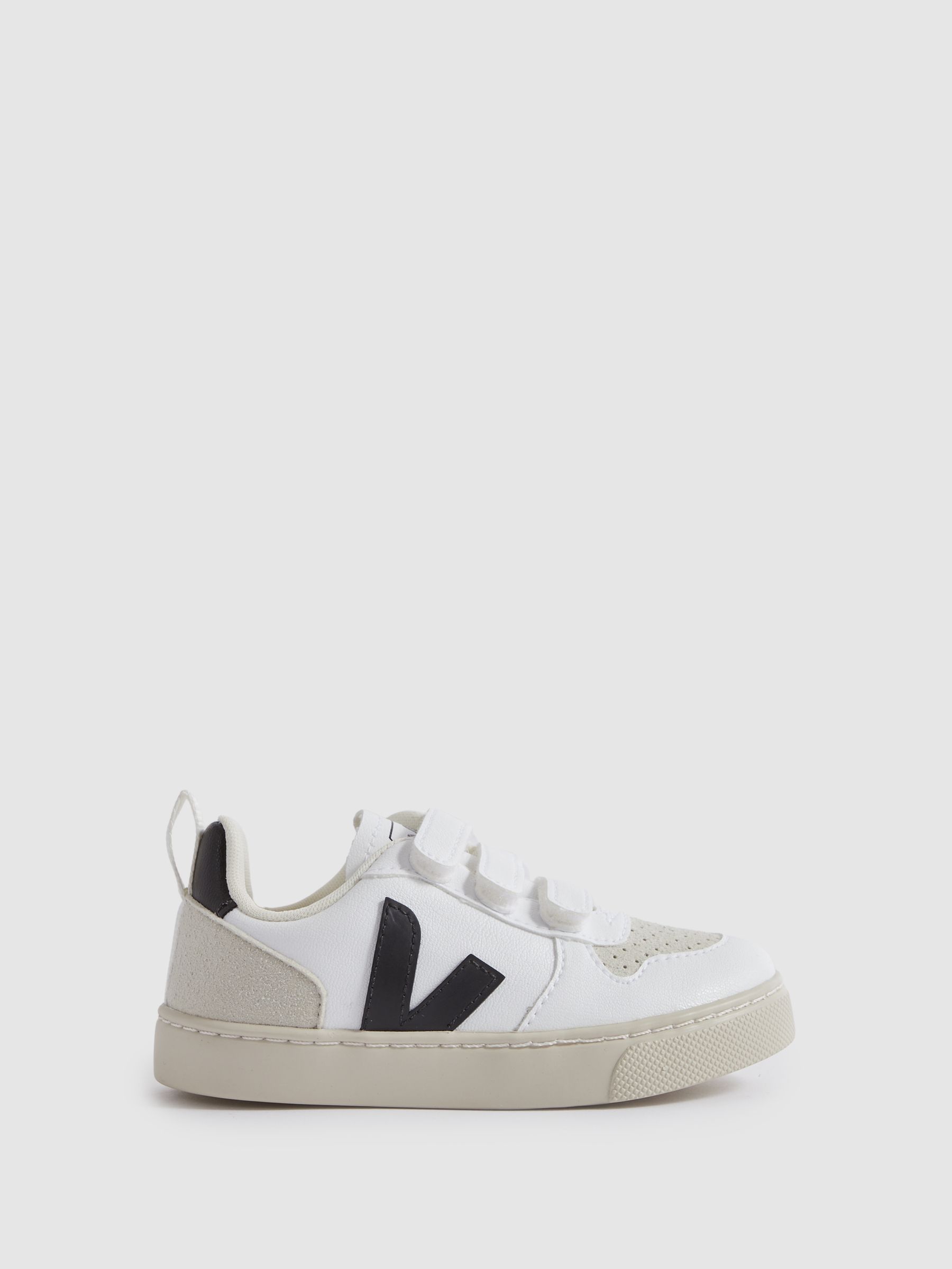 Veja Suede Velcro Trainers in White/Black - Image 3 of 4