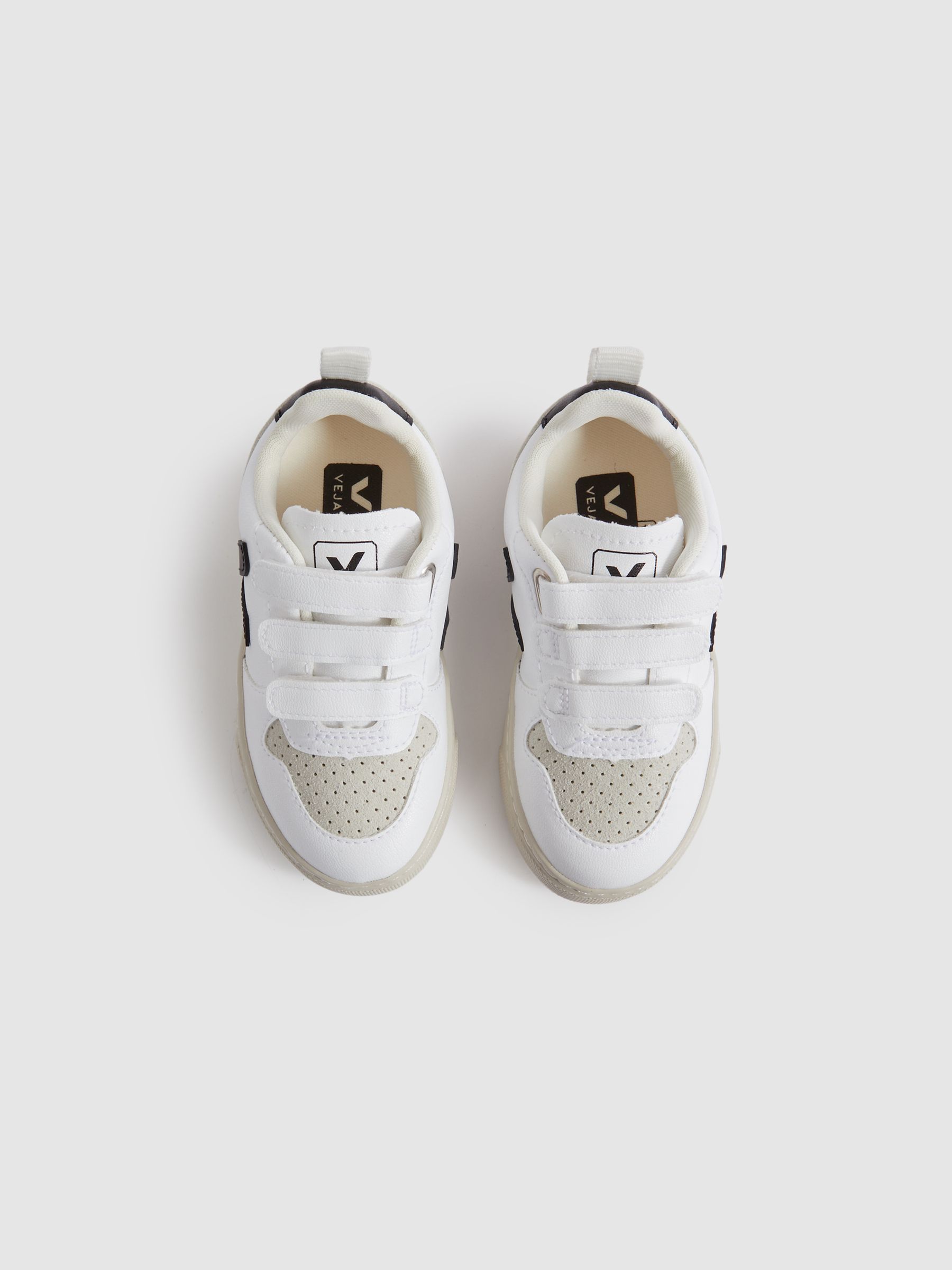 Veja Suede Velcro Trainers in White/Black - Image 4 of 4