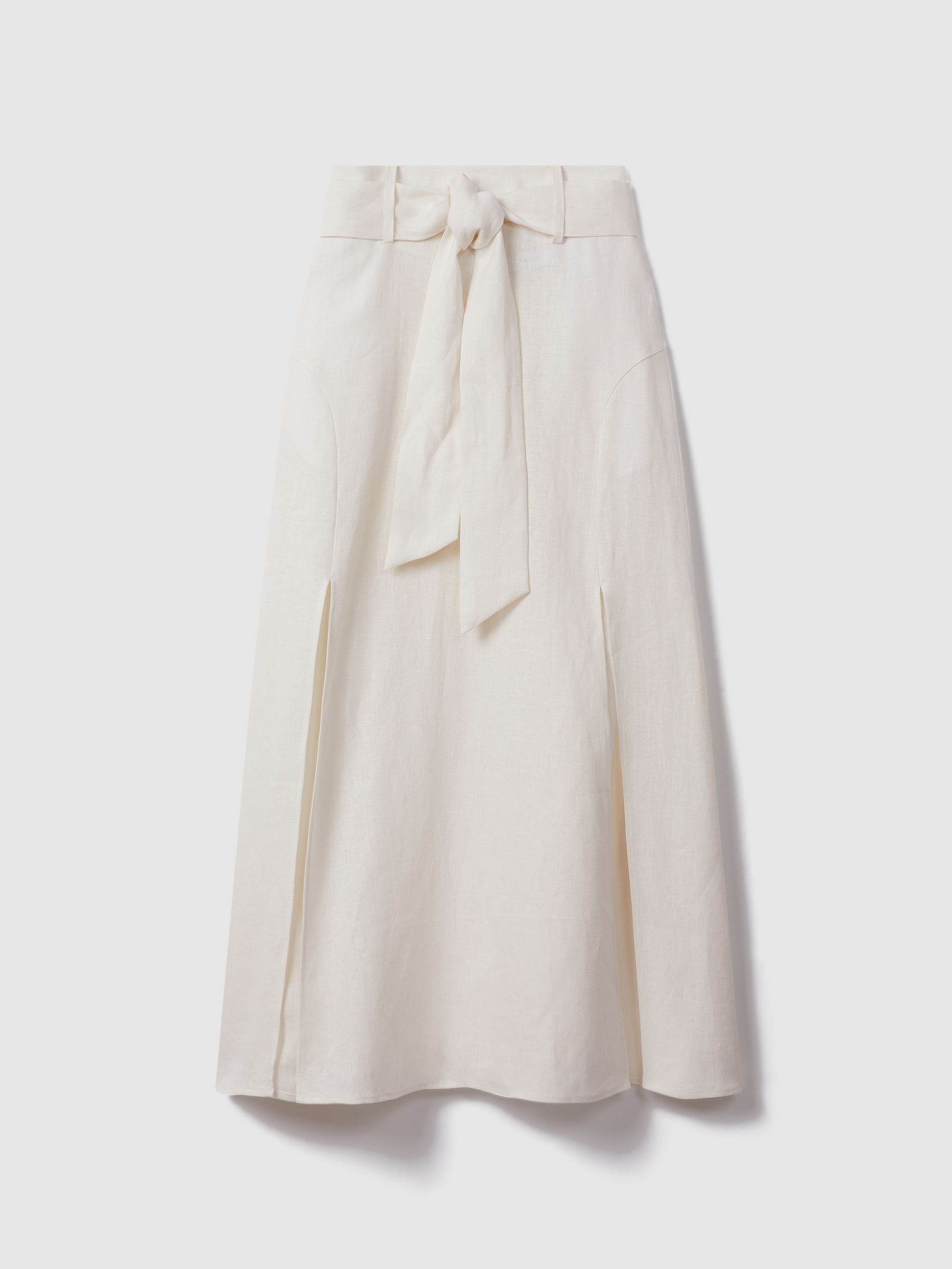 High Rise Linen Maxi Skirt in White - Image 2 of 6