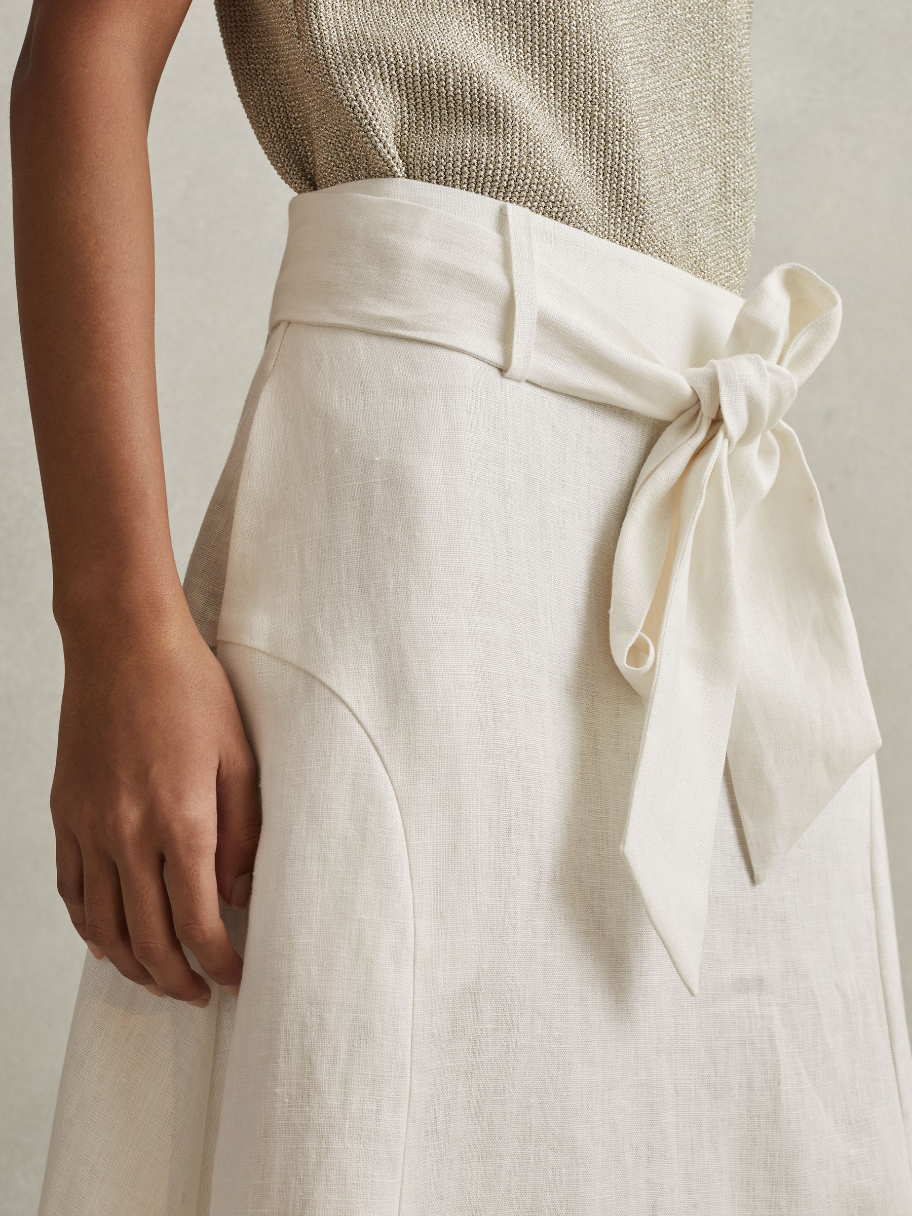 High Rise Linen Maxi Skirt in White - Image 3 of 6