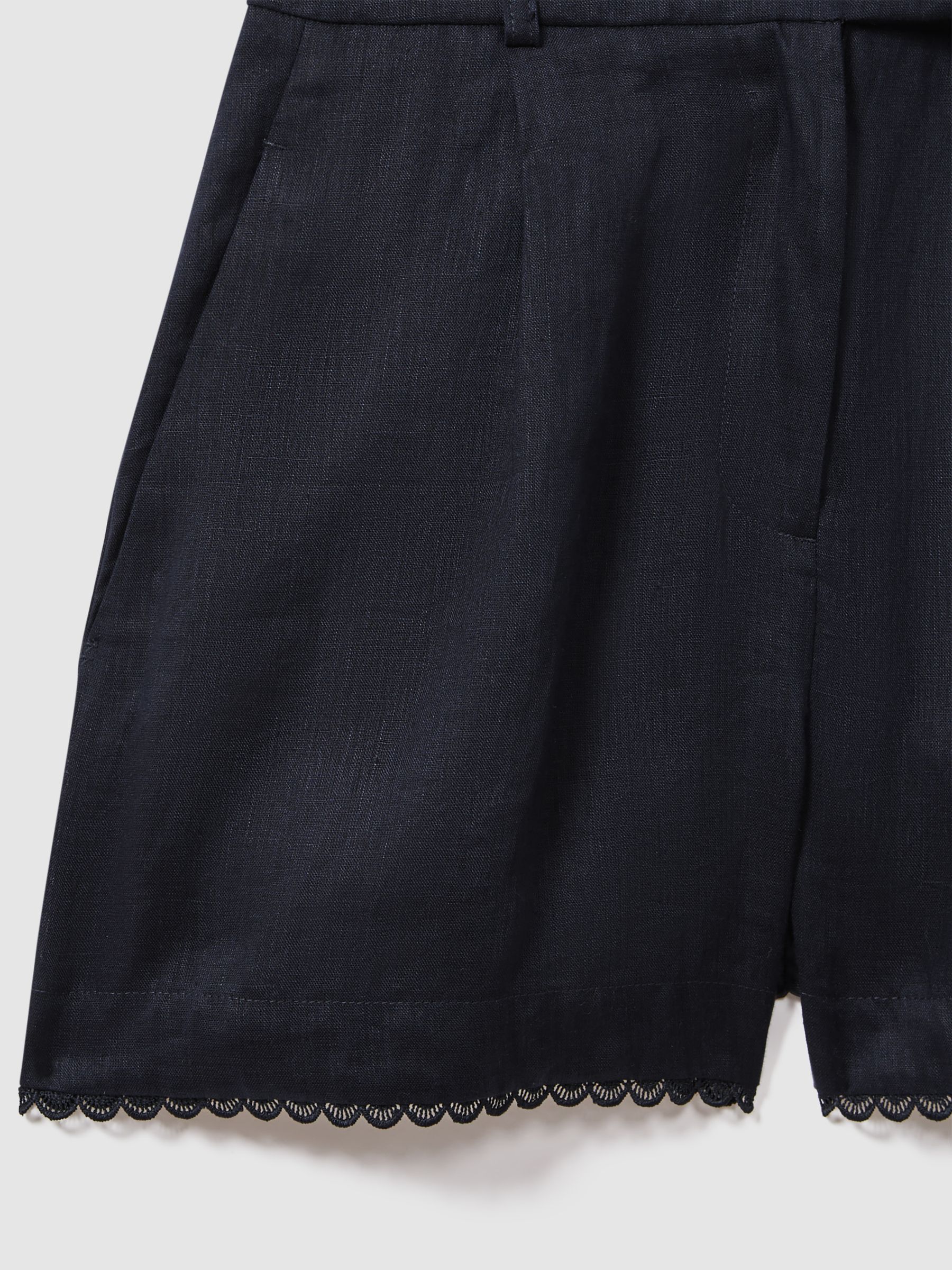 Linen Double Breasted Belted Playsuit in Navy - Image 5 of 6