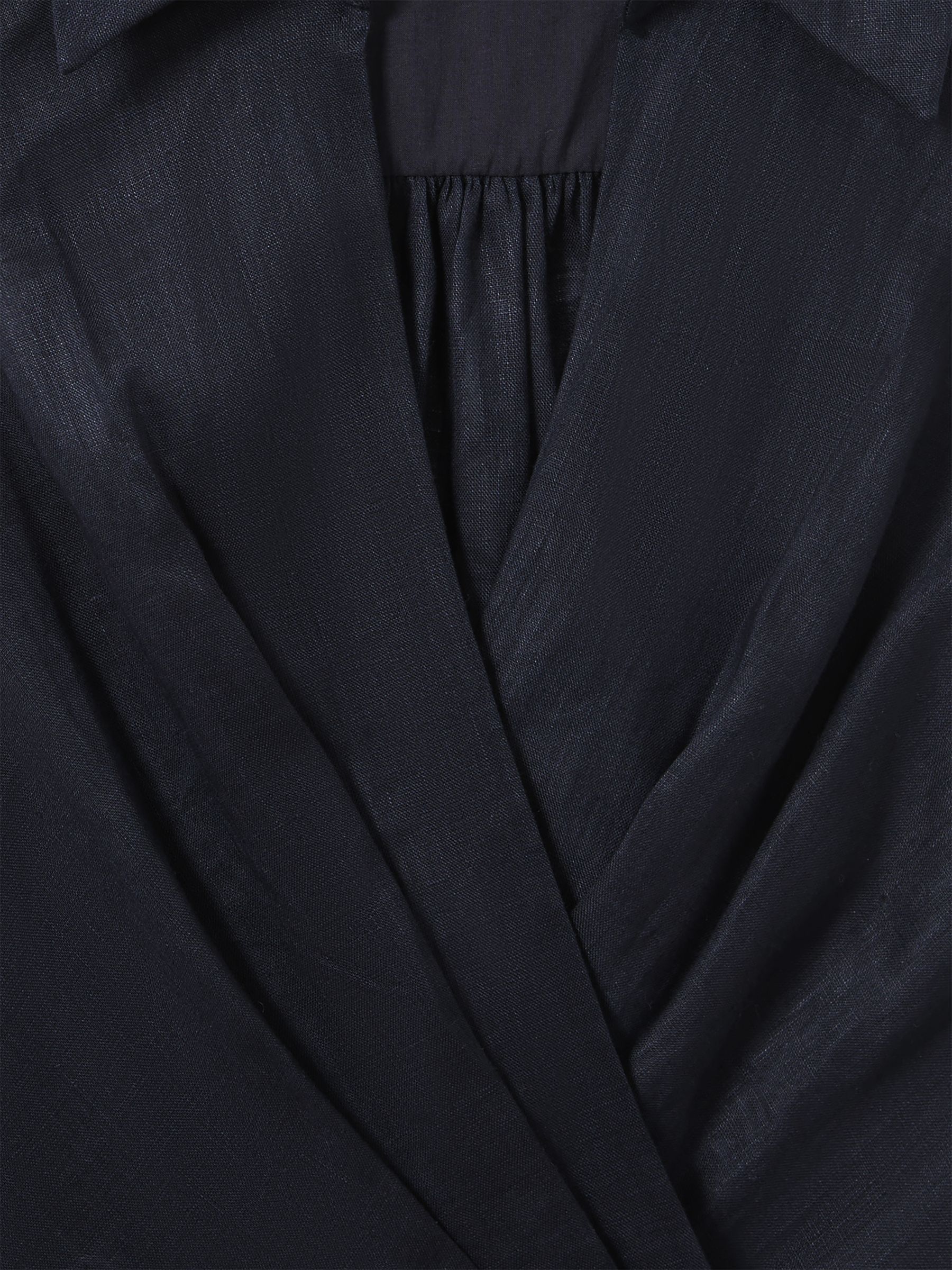 Linen Double Breasted Belted Playsuit in Navy - Image 6 of 6