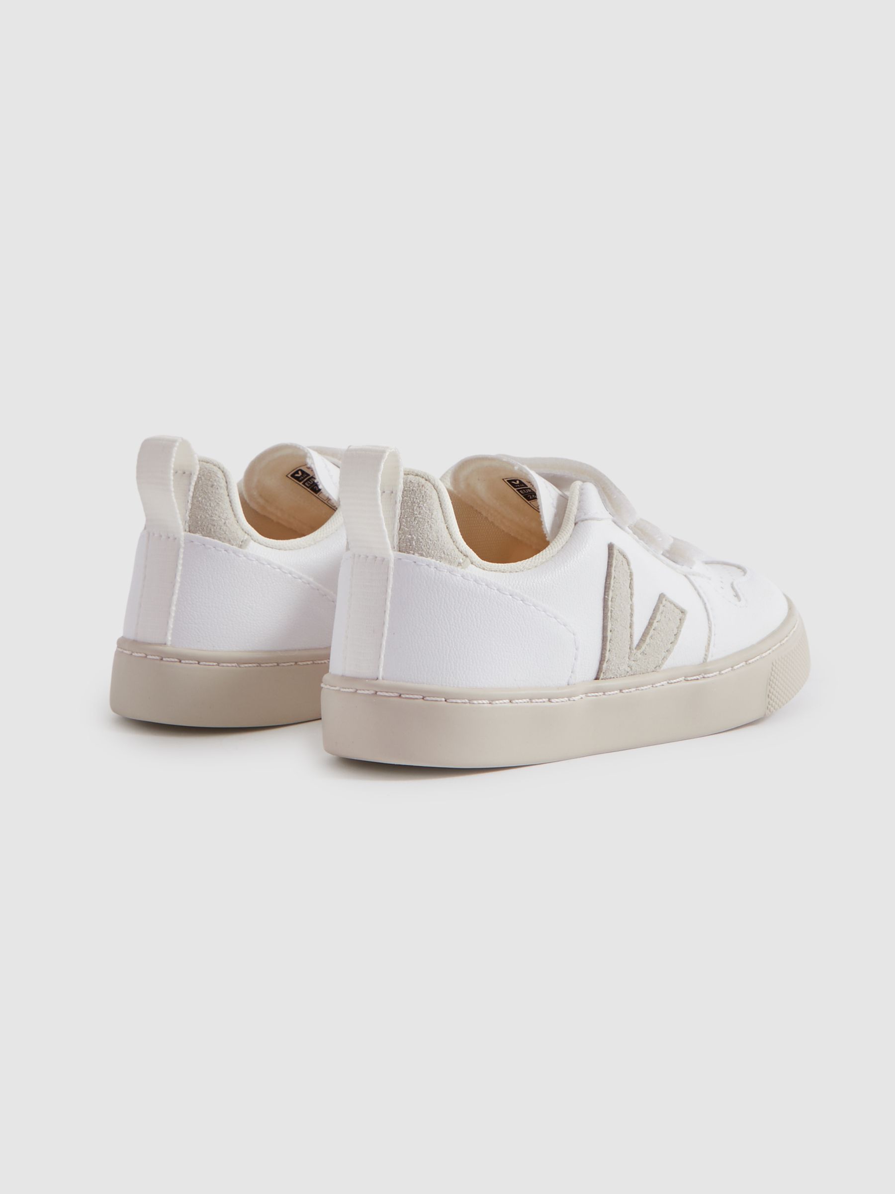 Veja Suede Velcro Trainers in White/Natural - Image 3 of 4