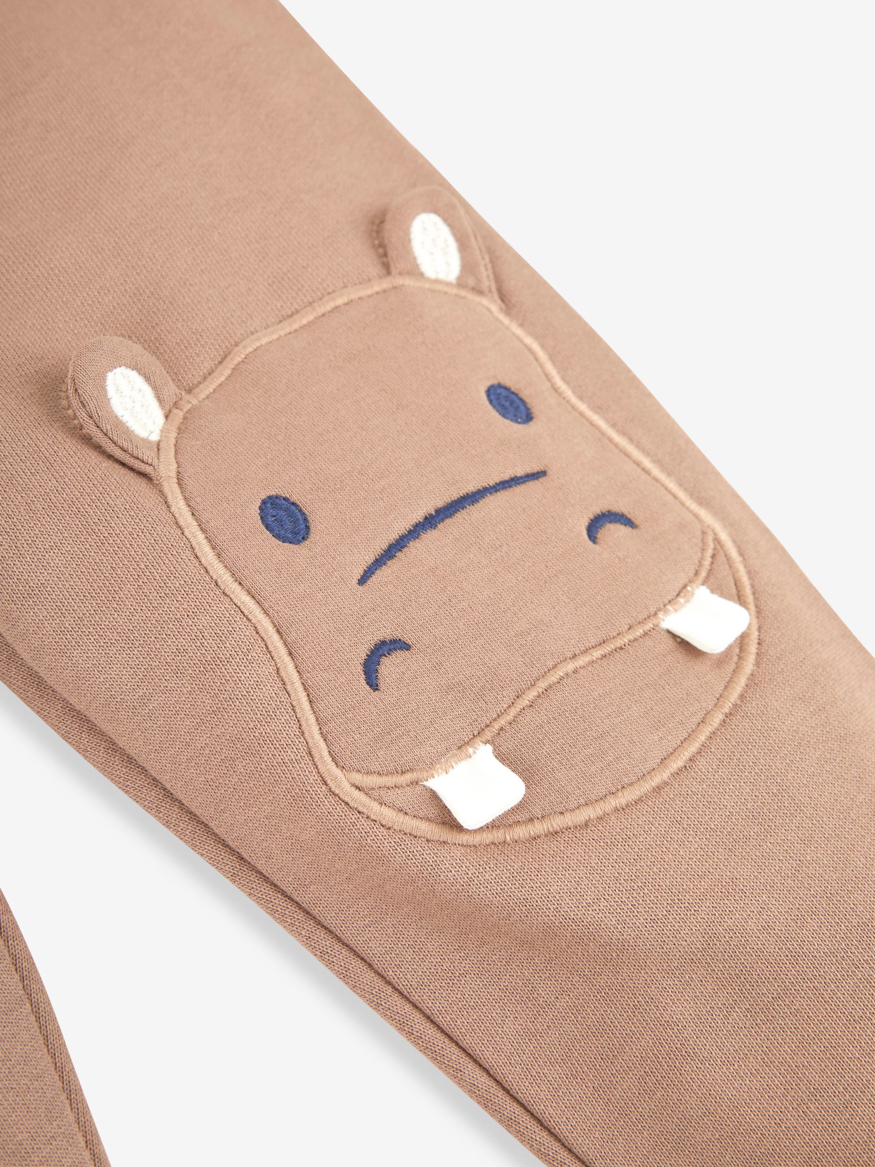 Mocha Brown Hippo Appliqué Knee Joggers With Pet In Pocket - Image 2 of 2