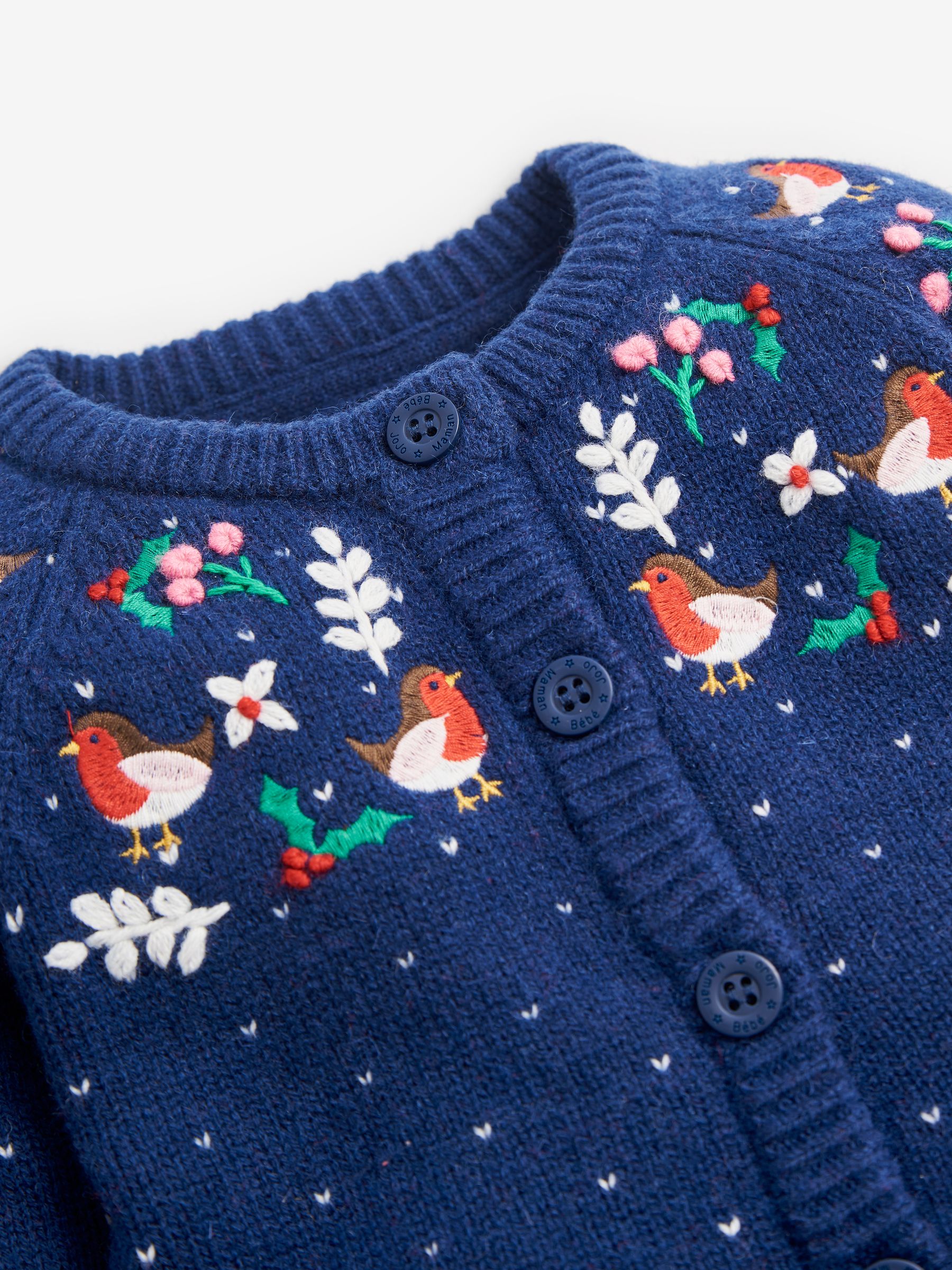 Navy Christmas Embroidered Cardigan - Image 2 of 2