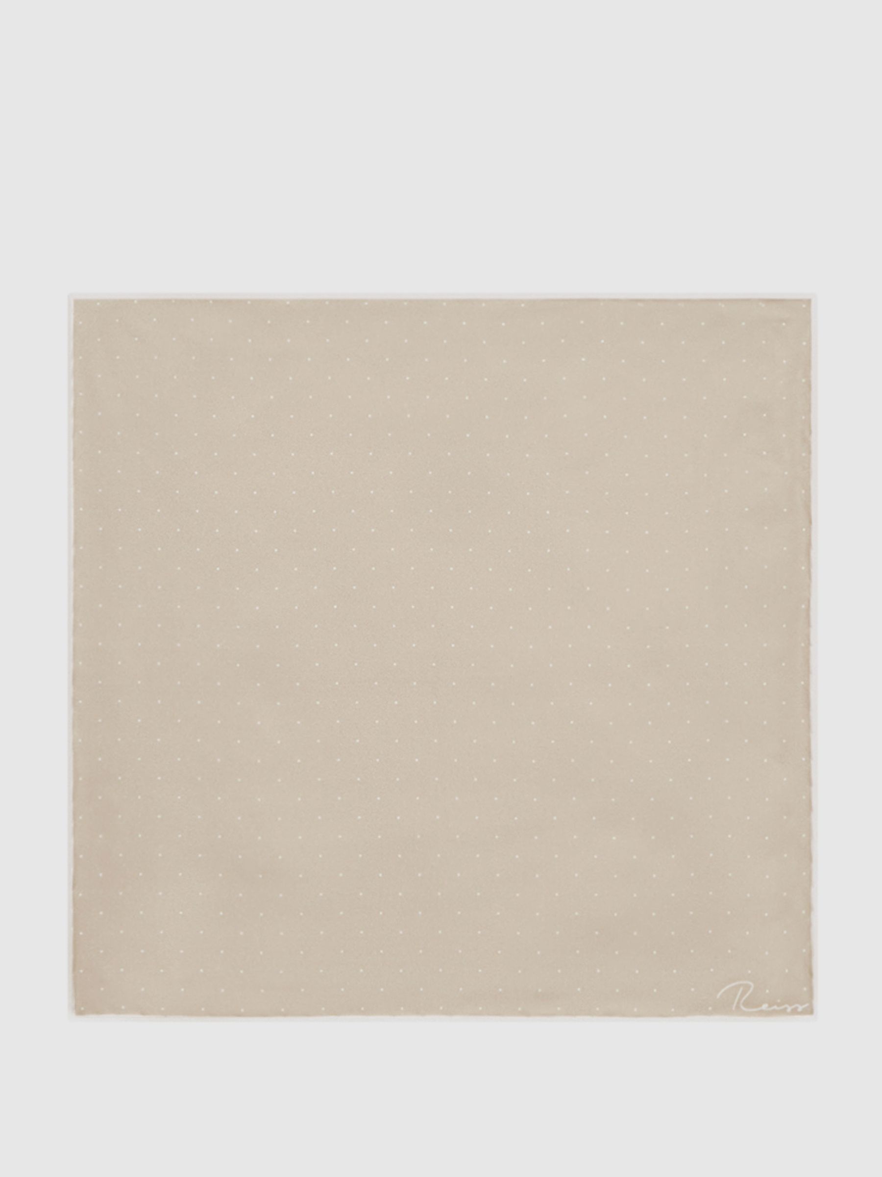 Polka Dot Silk Pocket Square in Stone - Image 4 of 5