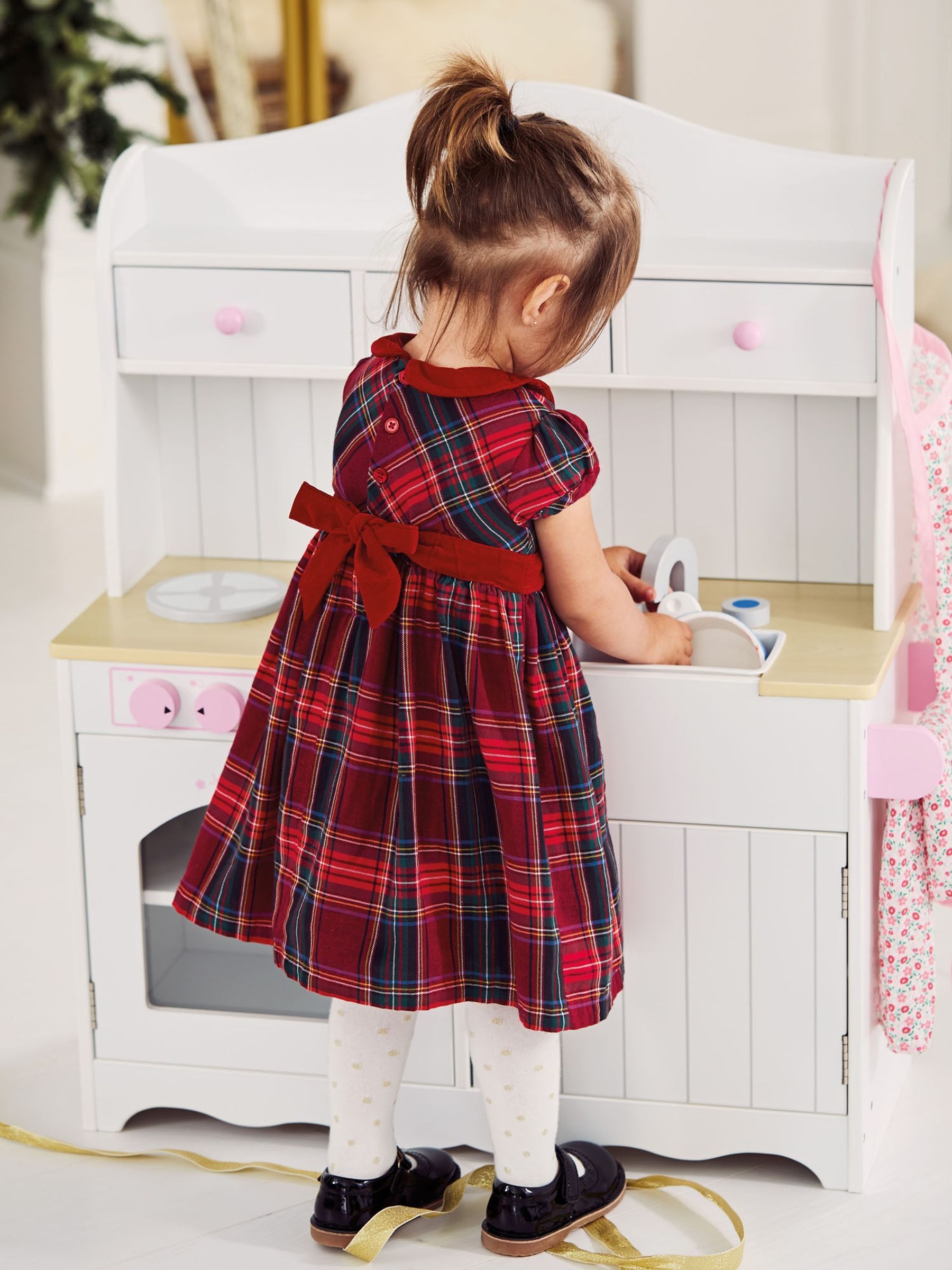 red tartan party dress Red Tartan Plaid Cotton Zip Front Dress - Midi Dresses