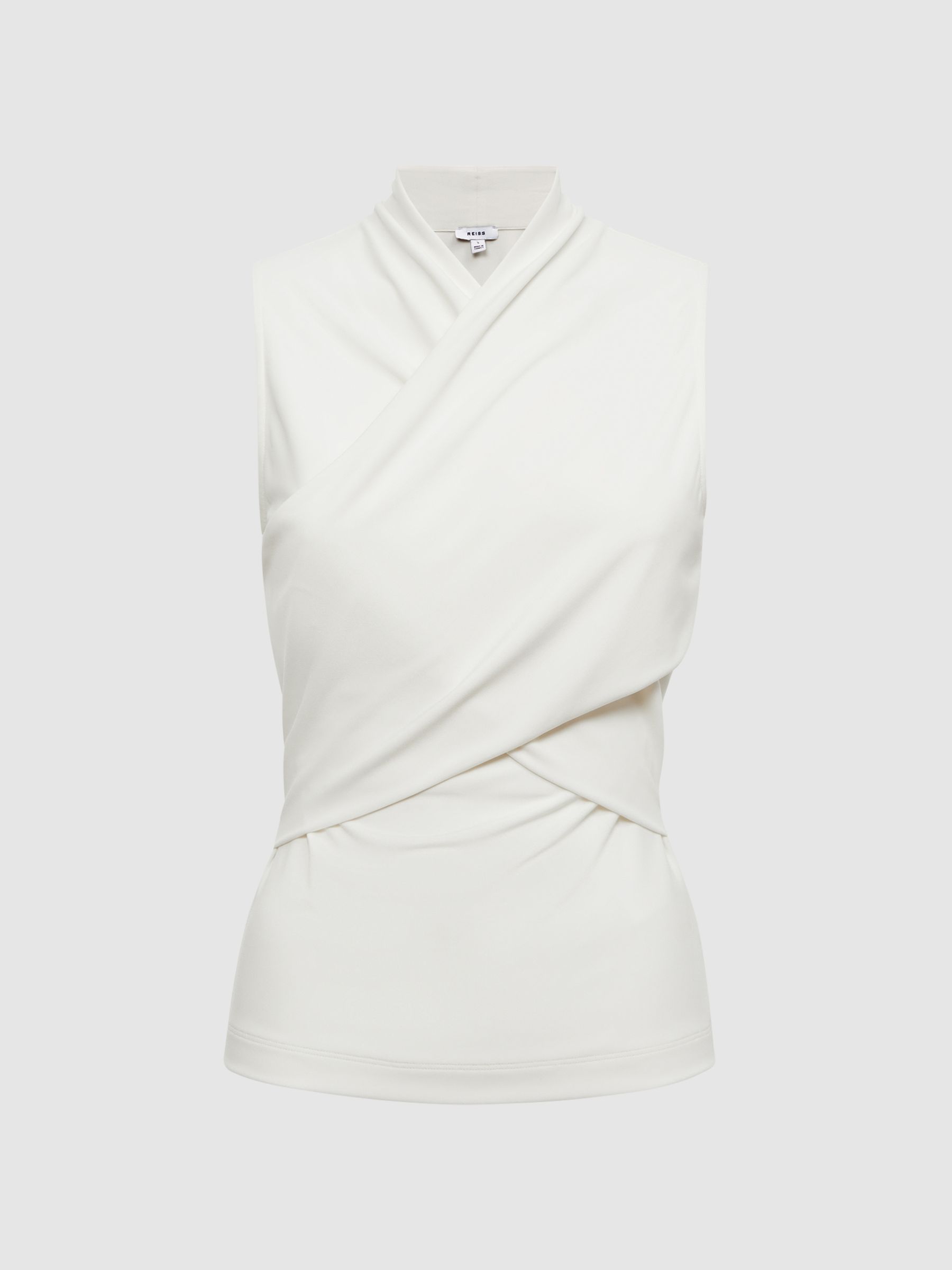 Sleeveless Wrap Top in Cream - Image 2 of 5