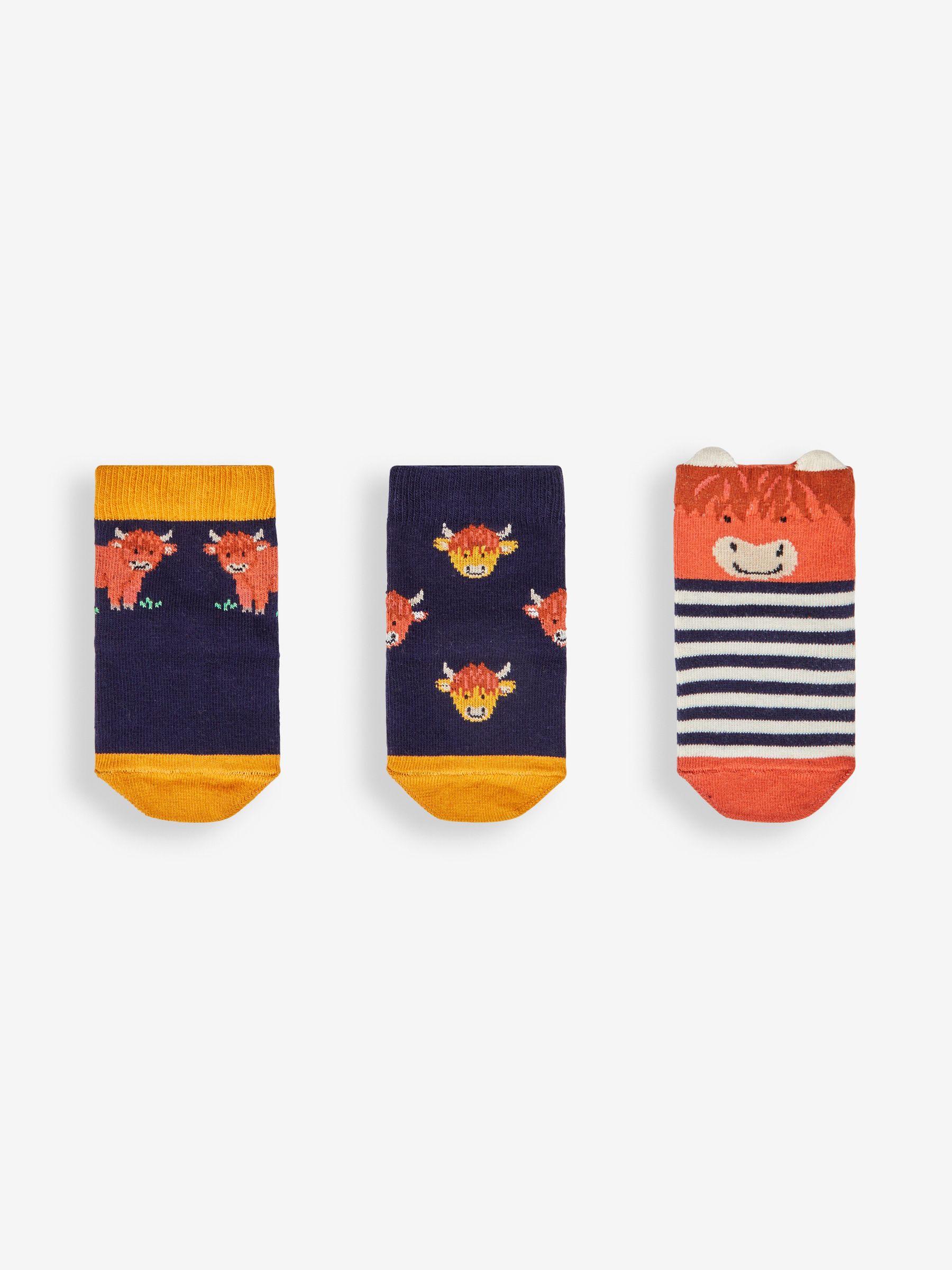 Rust 3-Pack Highland Cow Socks - Image 2 of 5