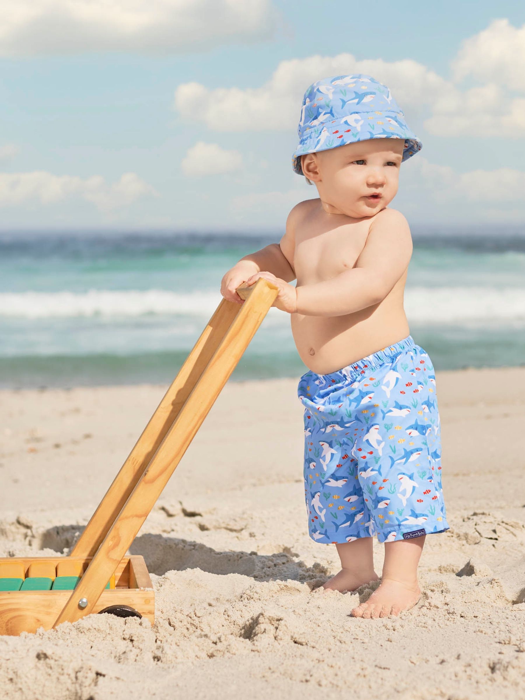 Shark Print Swim Shorts with Nappy - Image 2 of 6
