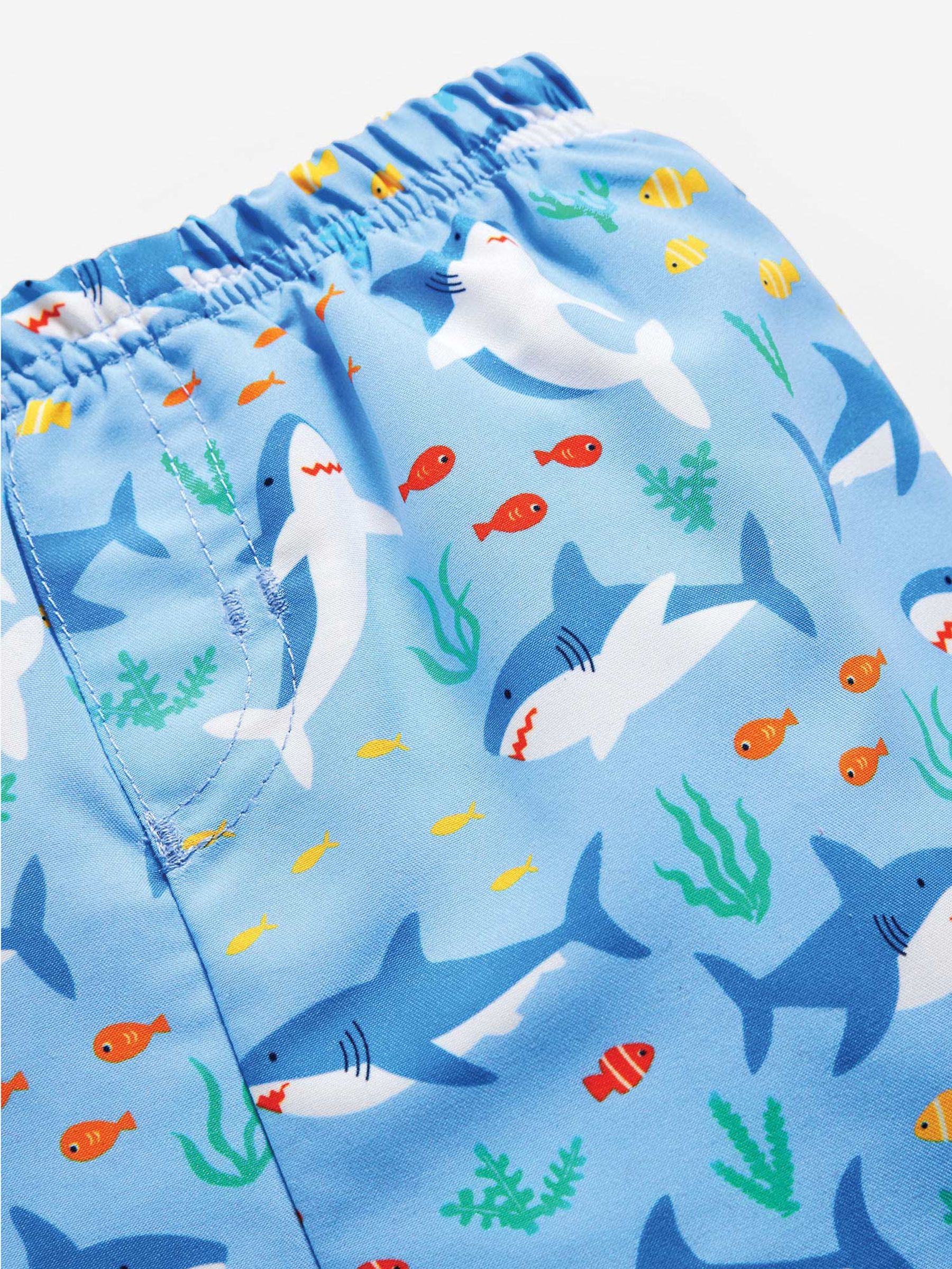 Shark Print Swim Shorts with Nappy - Image 6 of 6
