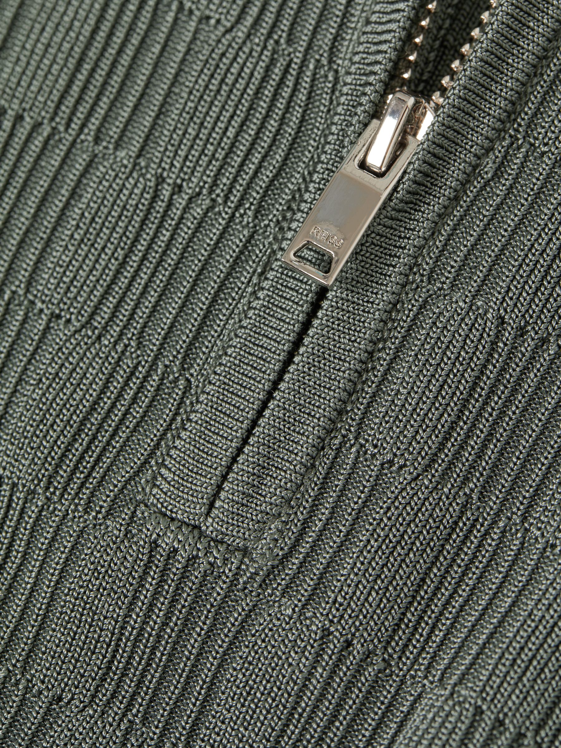 Half-Zip Textured Polo T-Shirt in Green - Image 7 of 7