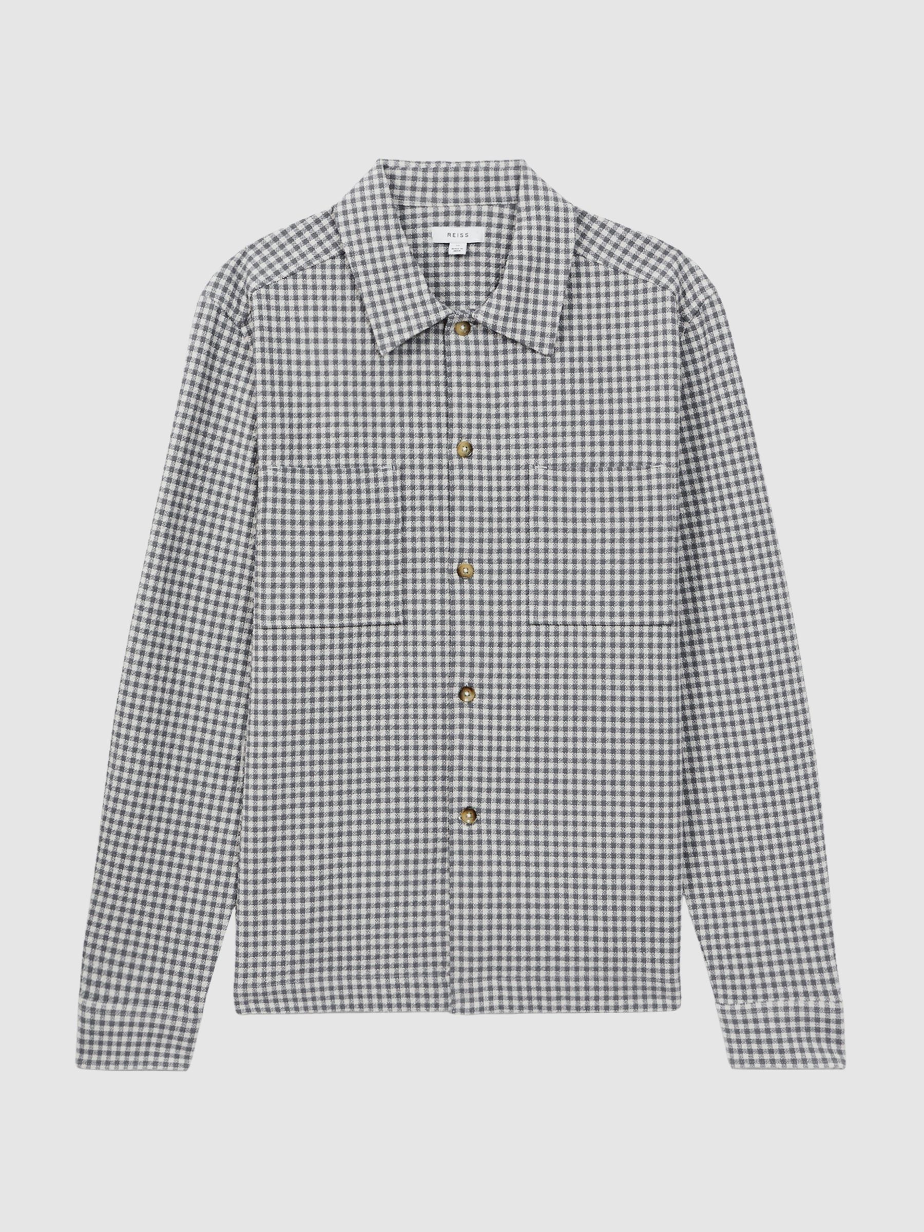 Check Twin Pocket Overshirt in Grey/White - Image 2 of 4