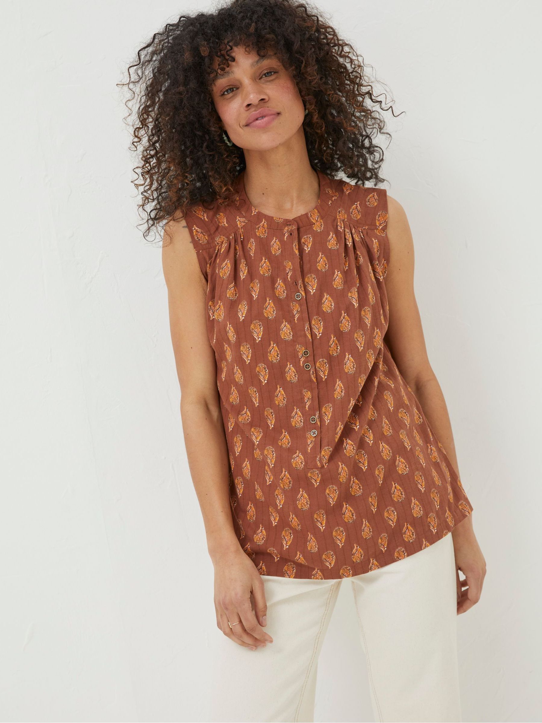 Natural Morgan Woodblock Cami Blouse - Image 1 of 5