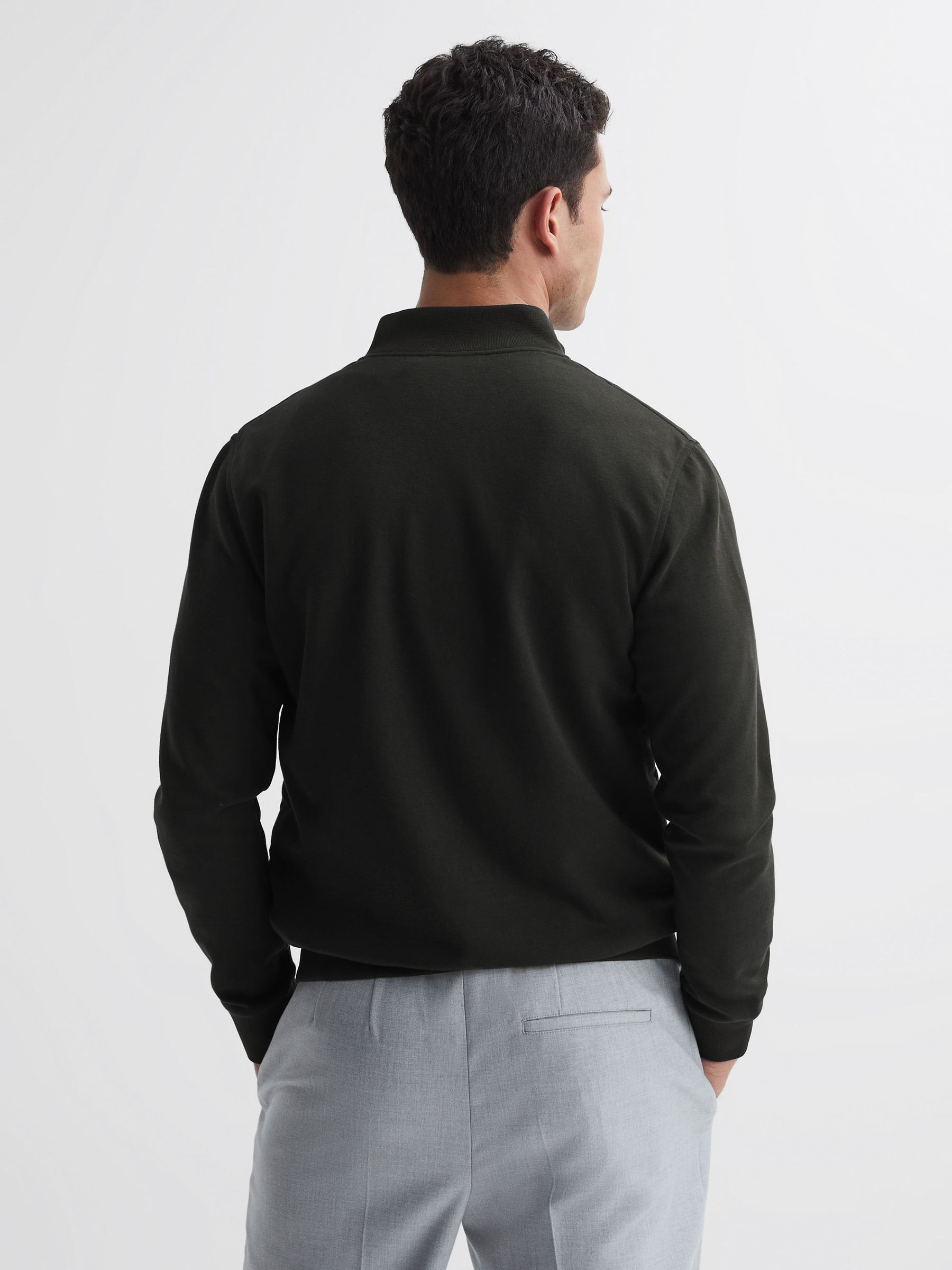 Hybrid Quilt and Knit Zip-Through Jacket in Forest Green - Image 5 of 5