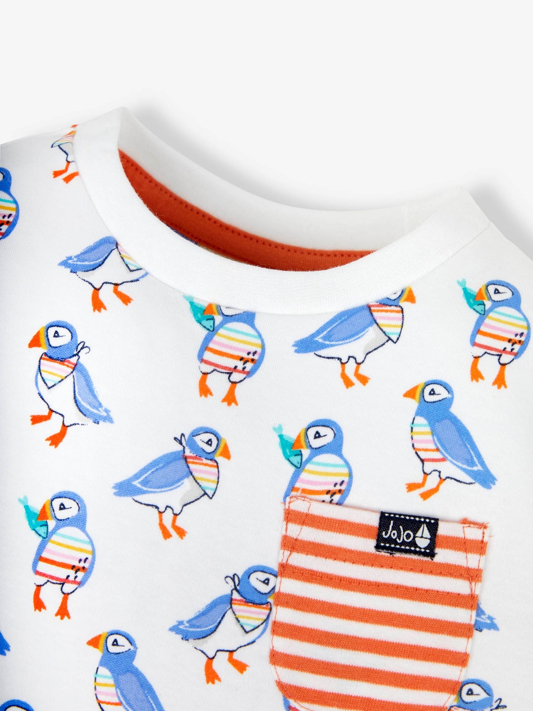 White Puffin Print Pocket T-Shirt - Image 2 of 4