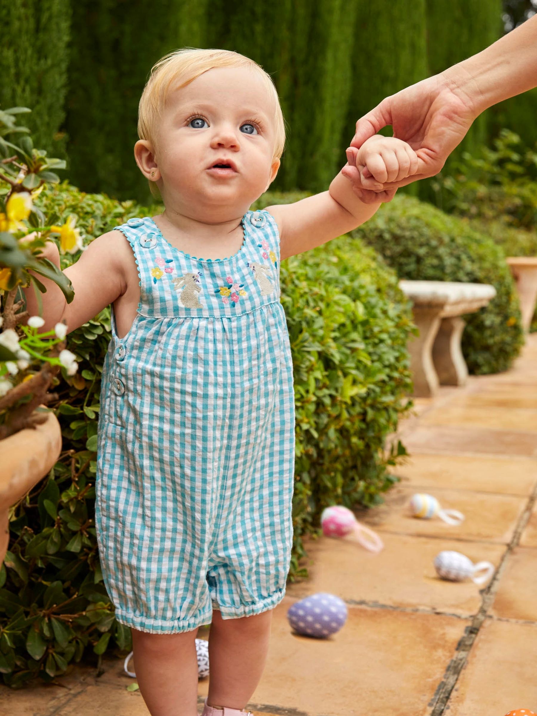 Duck Egg Bunny Appliqué Gingham Dungarees - Image 1 of 5