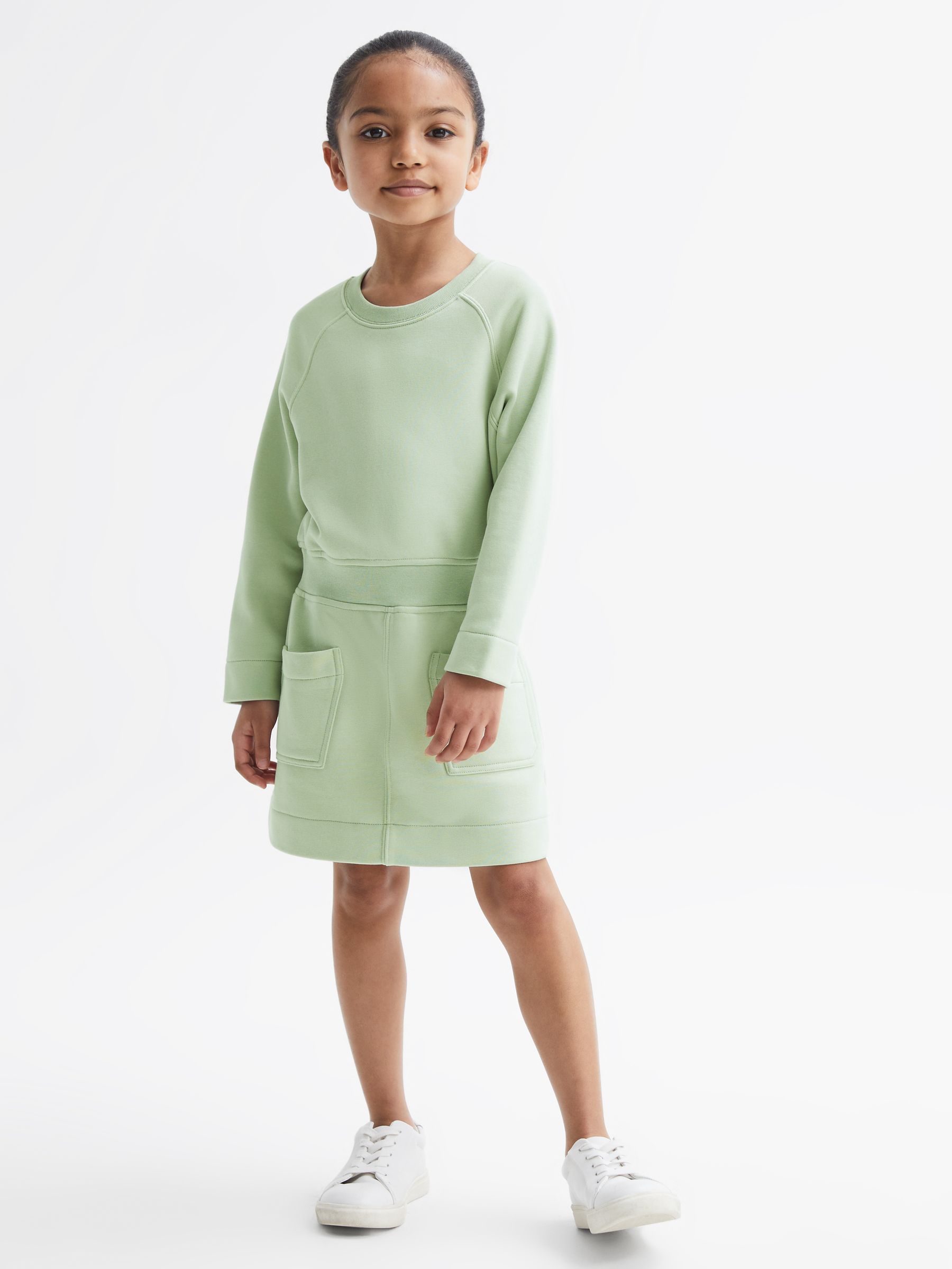 9-12 yrs Sweatshirt Dress in Sage - Image 3 of 8
