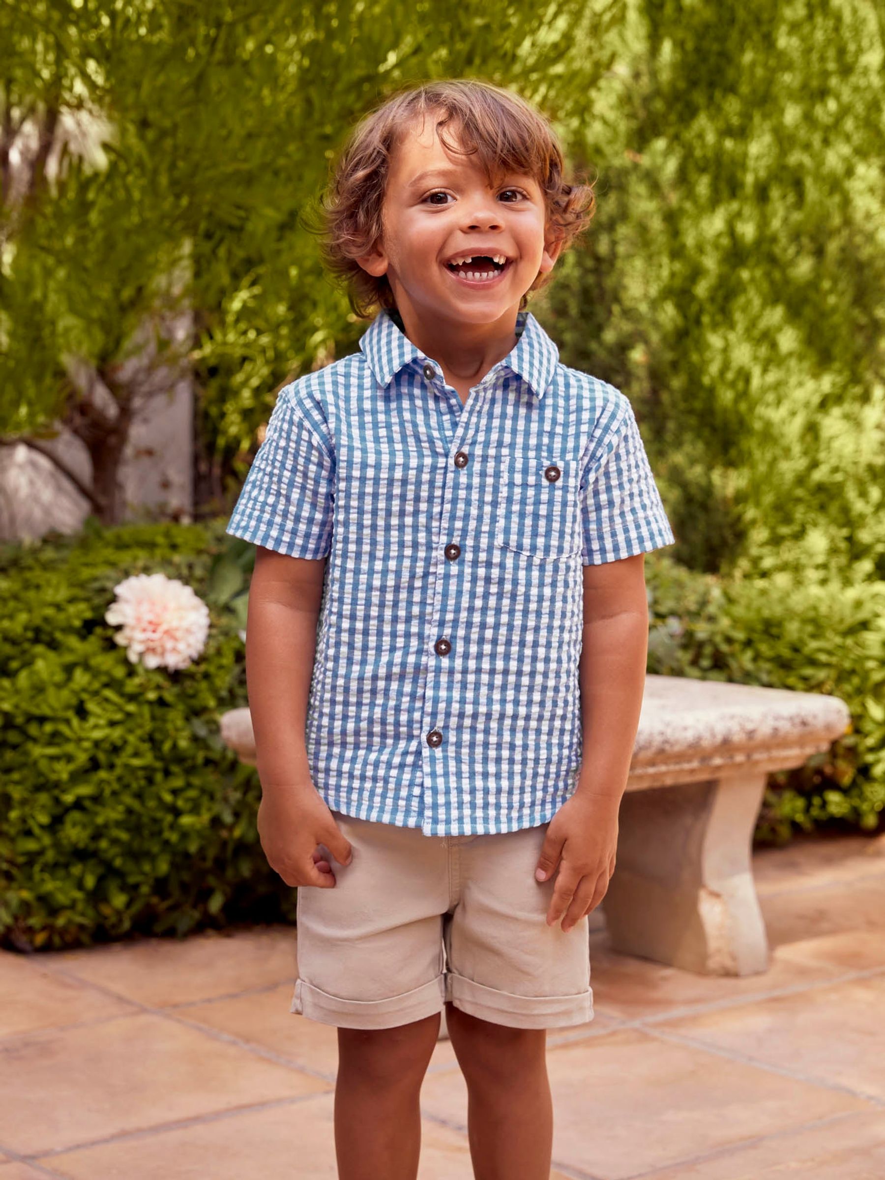 Light Blue Short Sleeve Gingham Shirt - Image 3 of 4