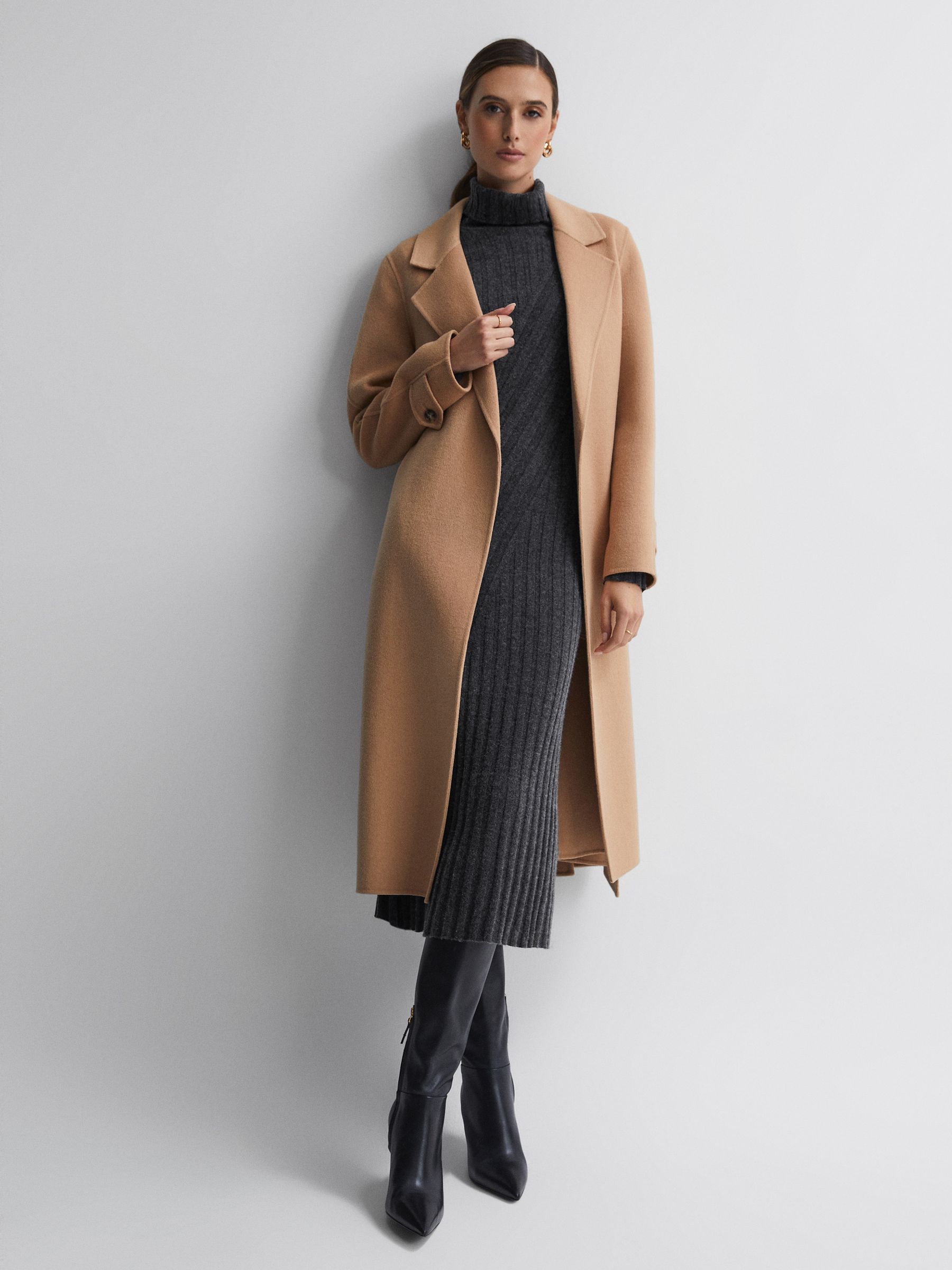 Knitted Roll Neck Midi Dress in Charcoal - Image 5 of 6