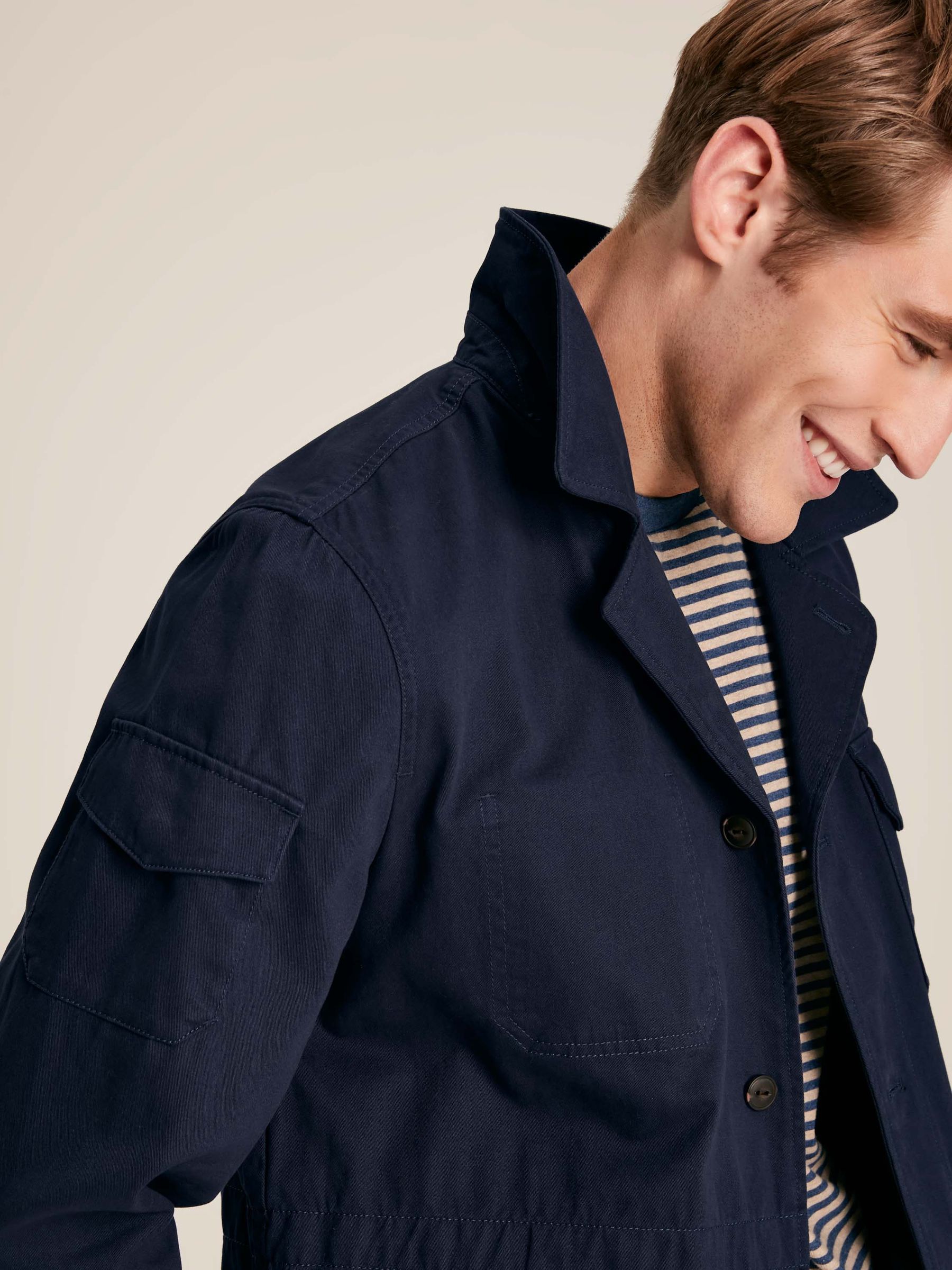 Taddington Navy Blue Cotton Field Jacket - Image 4 of 8