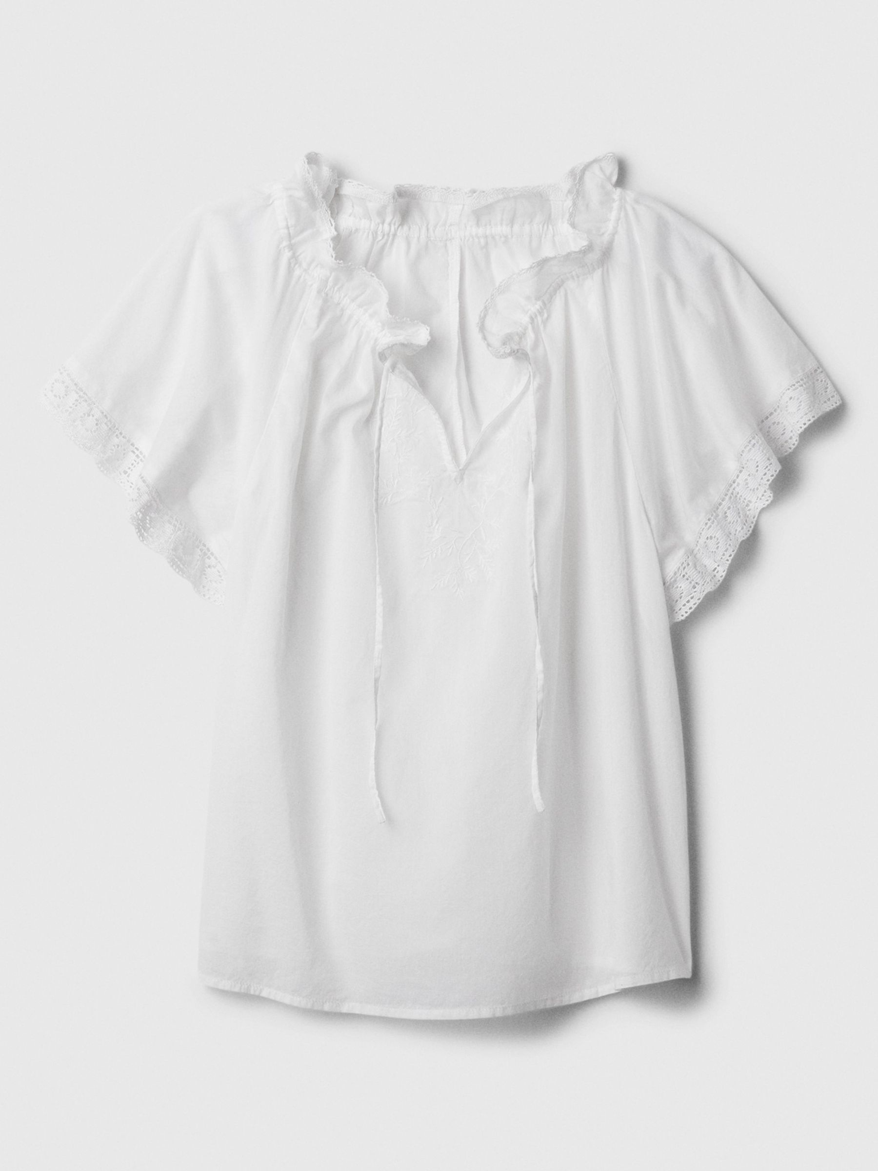 White Lace Flutter Sleeve Blouse - Image 3 of 4