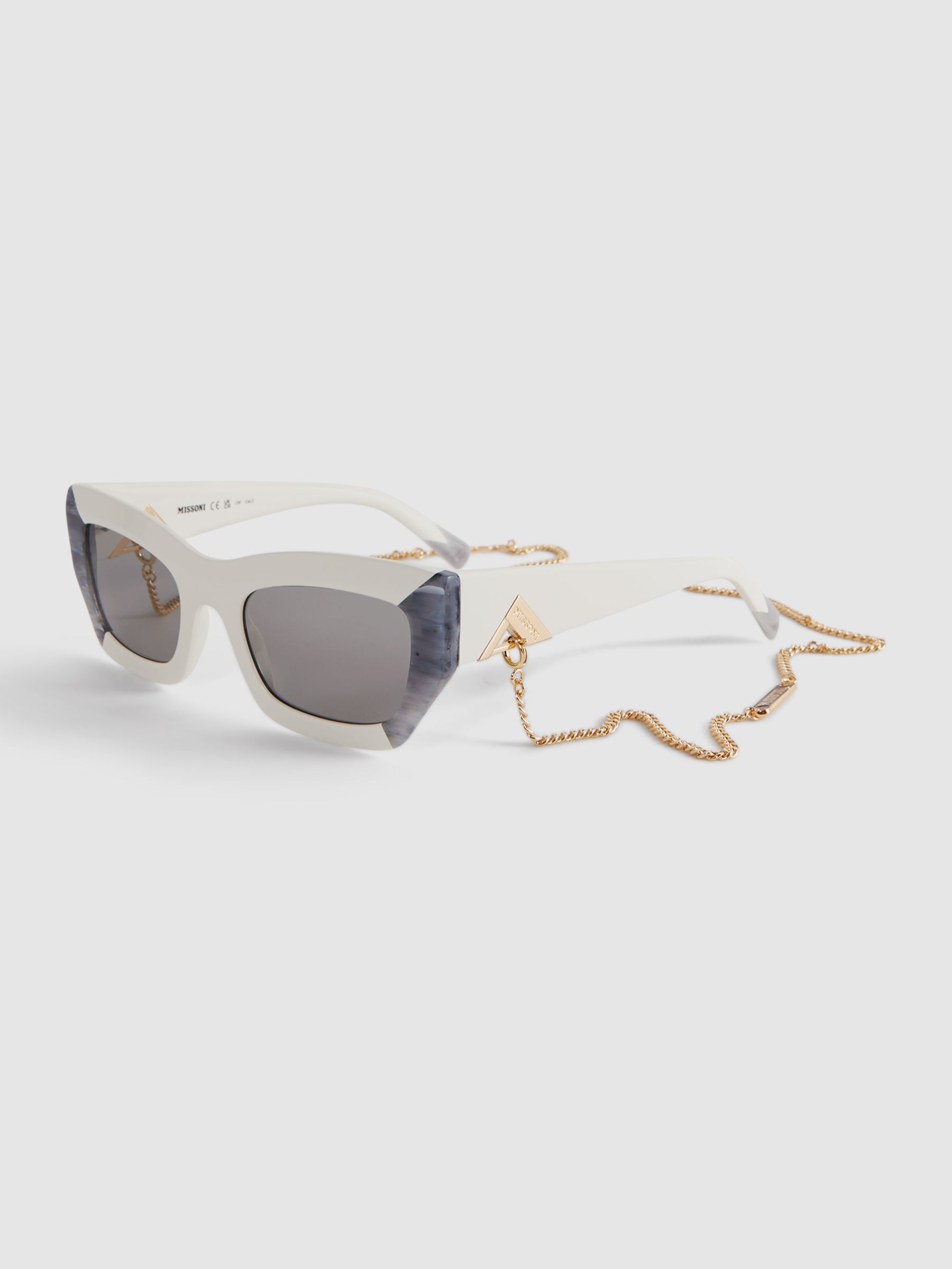 Missoni Eyewear Cat Eye Chain Sunglasses in White - Image 3 of 5