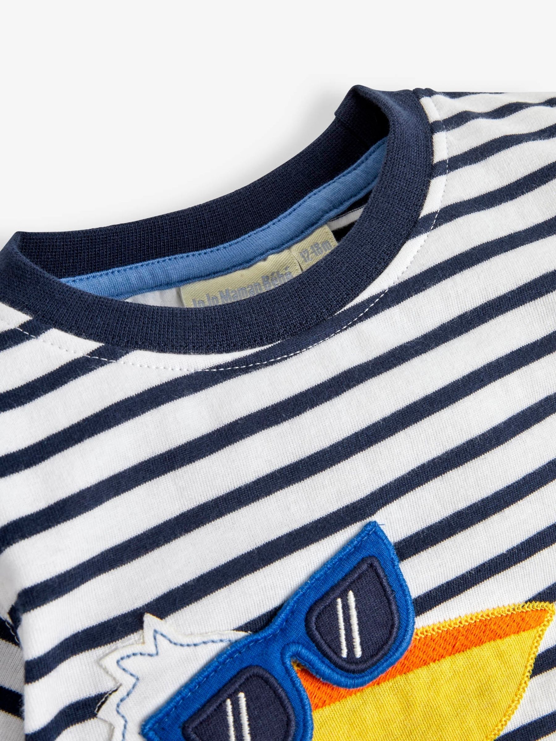 White Navy Stripe Stripe Pelican Appliqué T-Shirt - Image 2 of 3