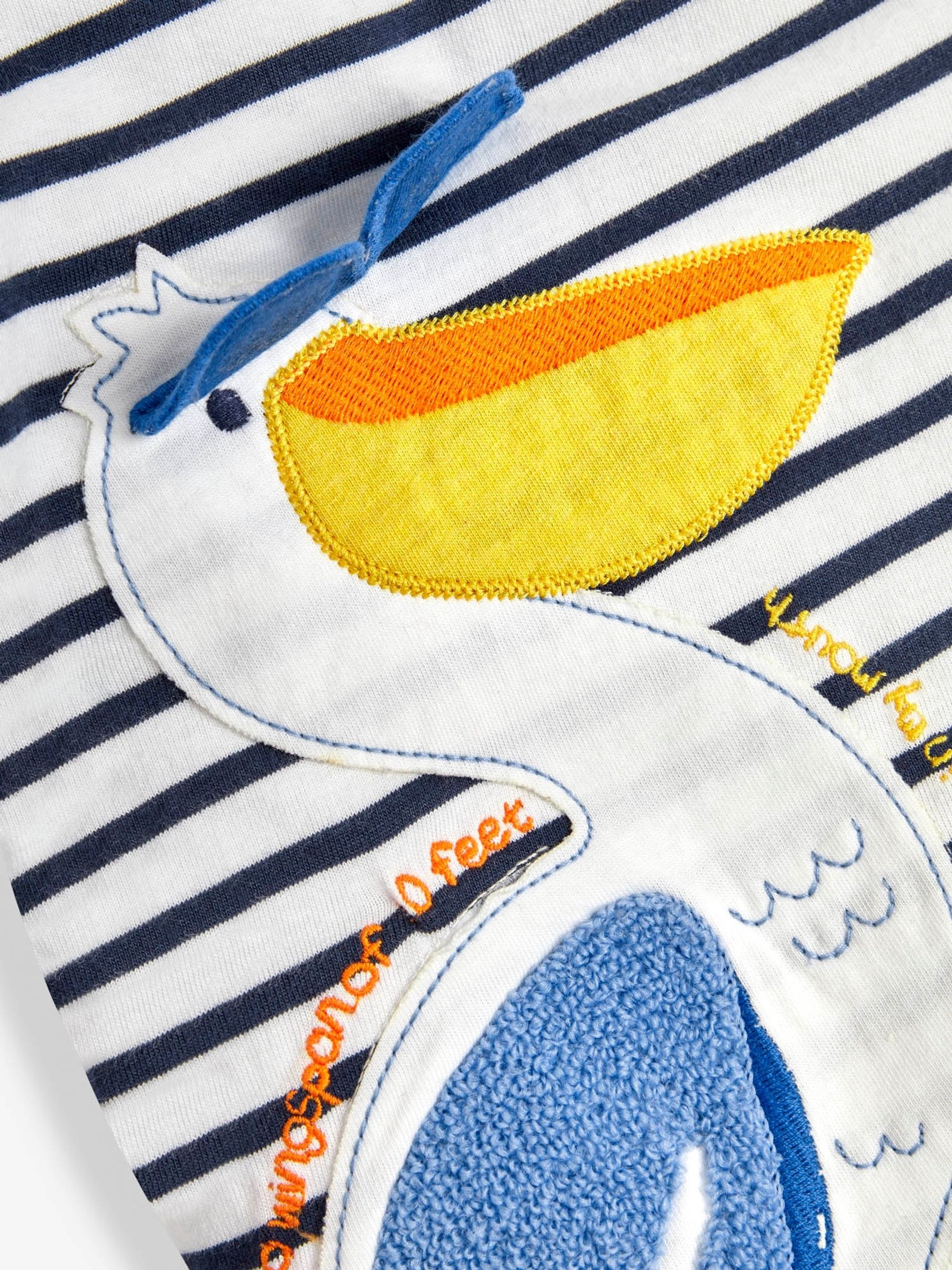 White Navy Stripe Stripe Pelican Appliqué T-Shirt - Image 3 of 3