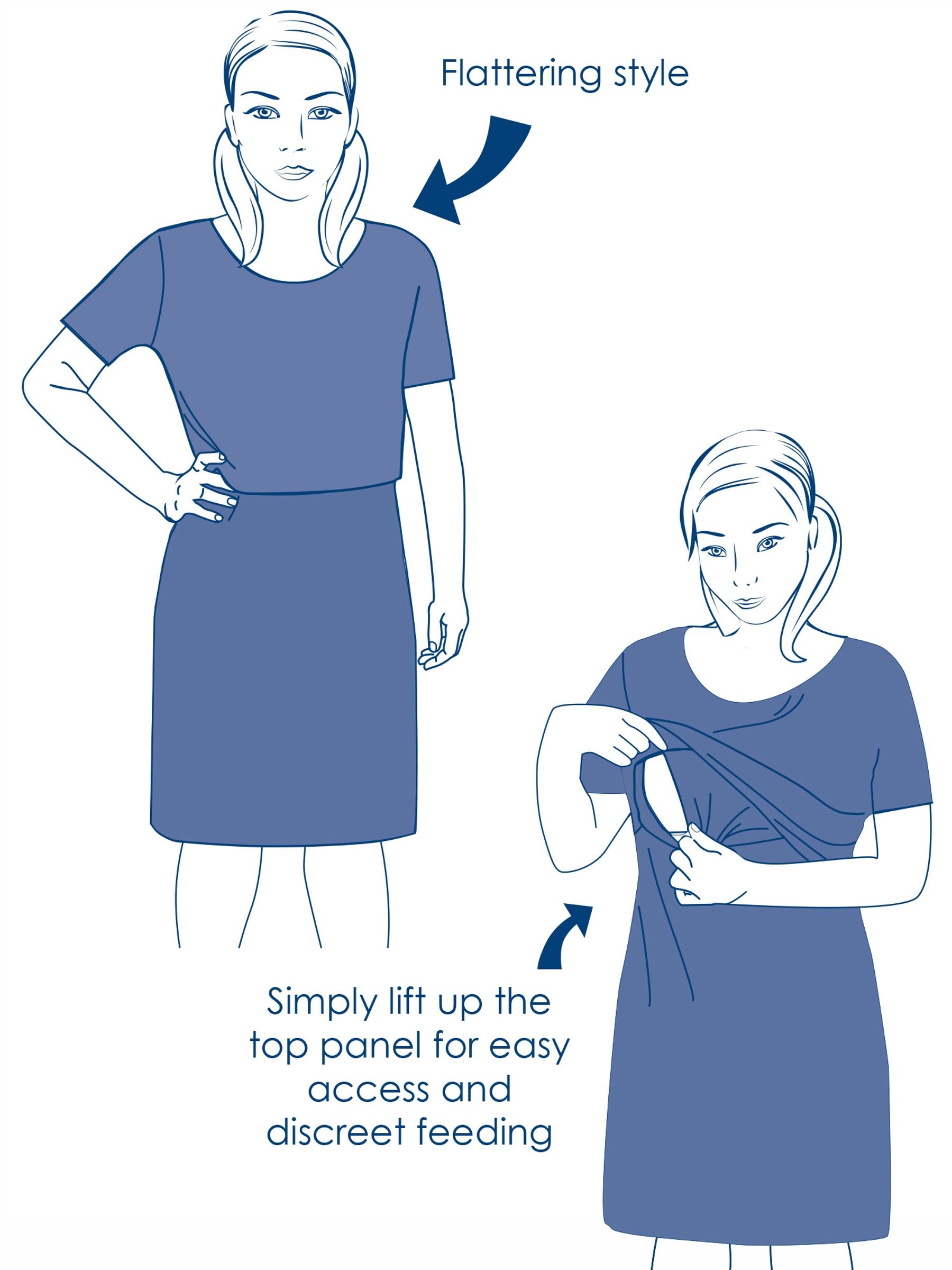 Navy White Stripe Summer Breton Maternity & Nursing Tunic Dress - Image 5 of 5