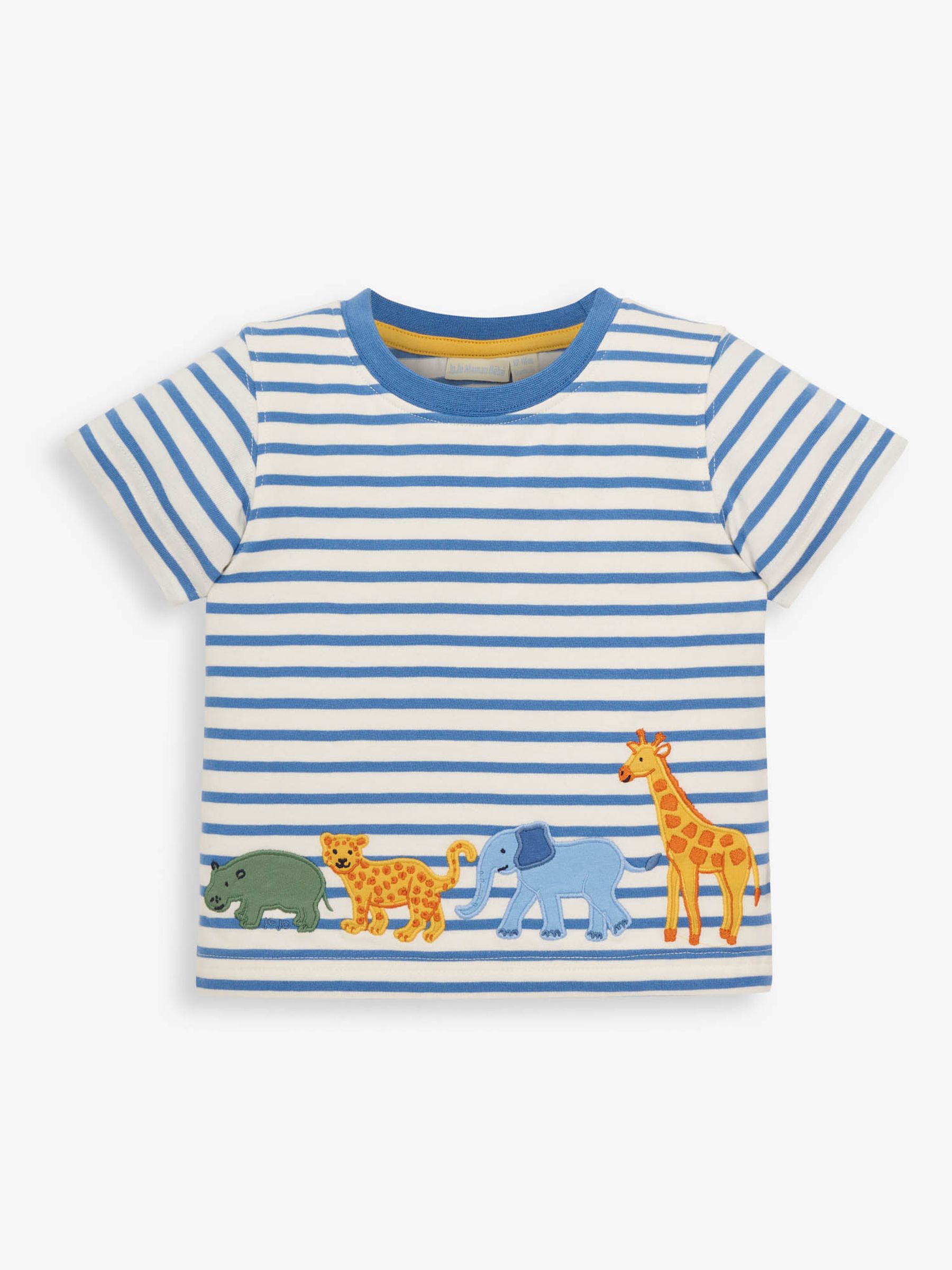 Ecru Kids' Stripe Safari Animal Appliqué T-Shirt - Image 1 of 5