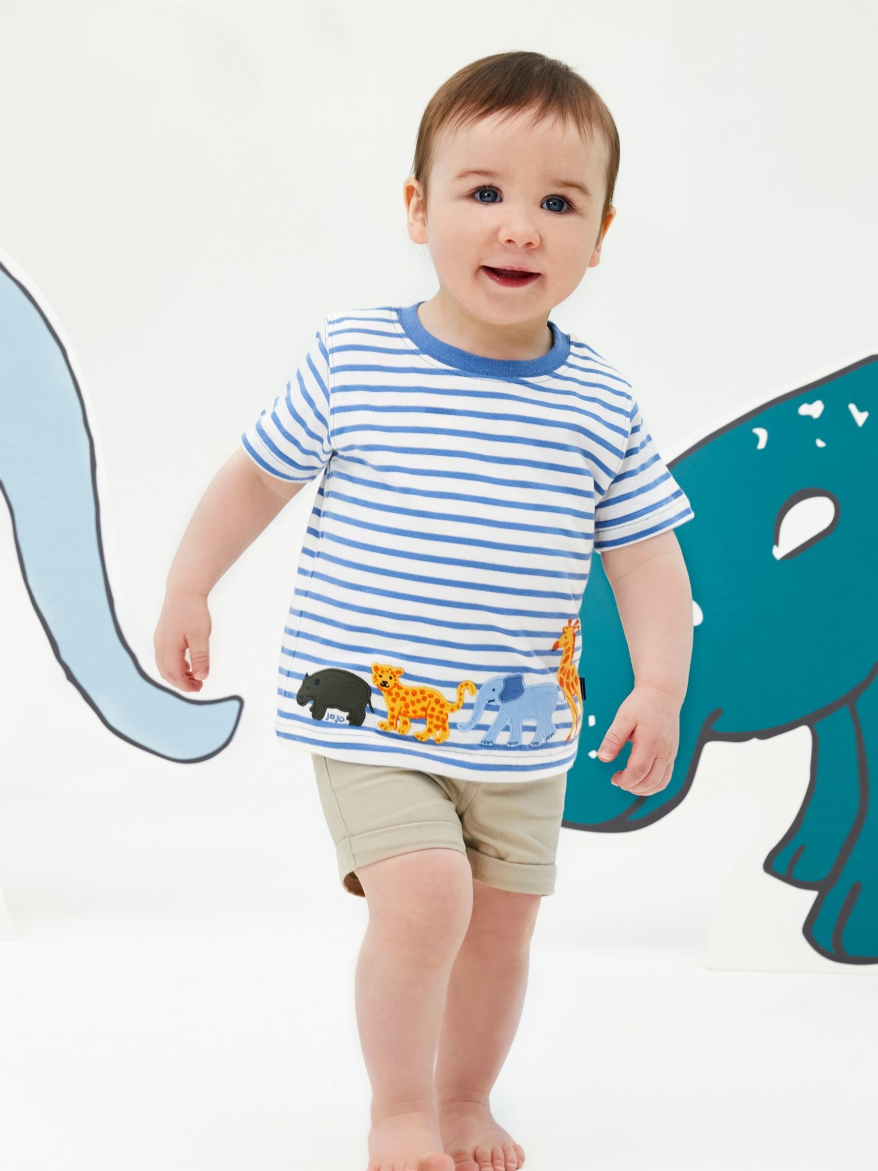 Ecru Kids' Stripe Safari Animal Appliqué T-Shirt - Image 3 of 5