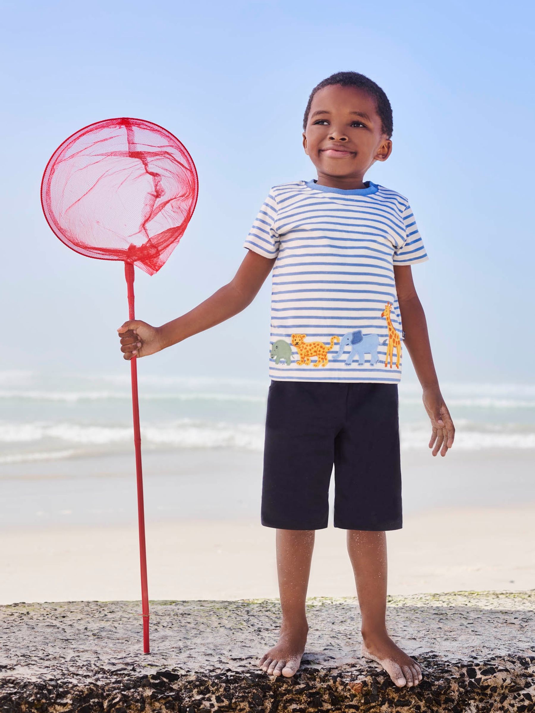 Ecru Kids' Stripe Safari Animal Appliqué T-Shirt - Image 4 of 5