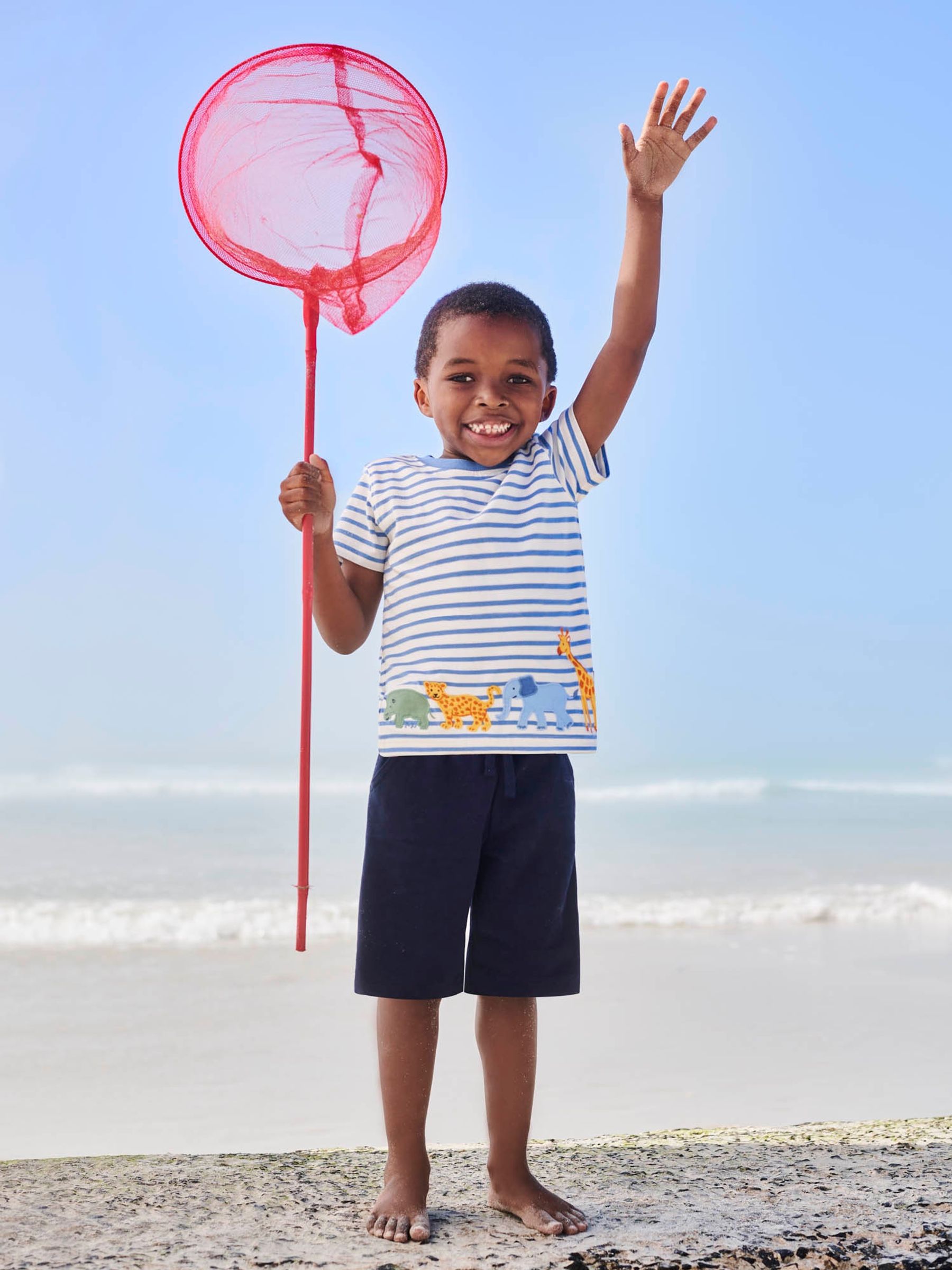 Ecru Kids' Stripe Safari Animal Appliqué T-Shirt - Image 5 of 5