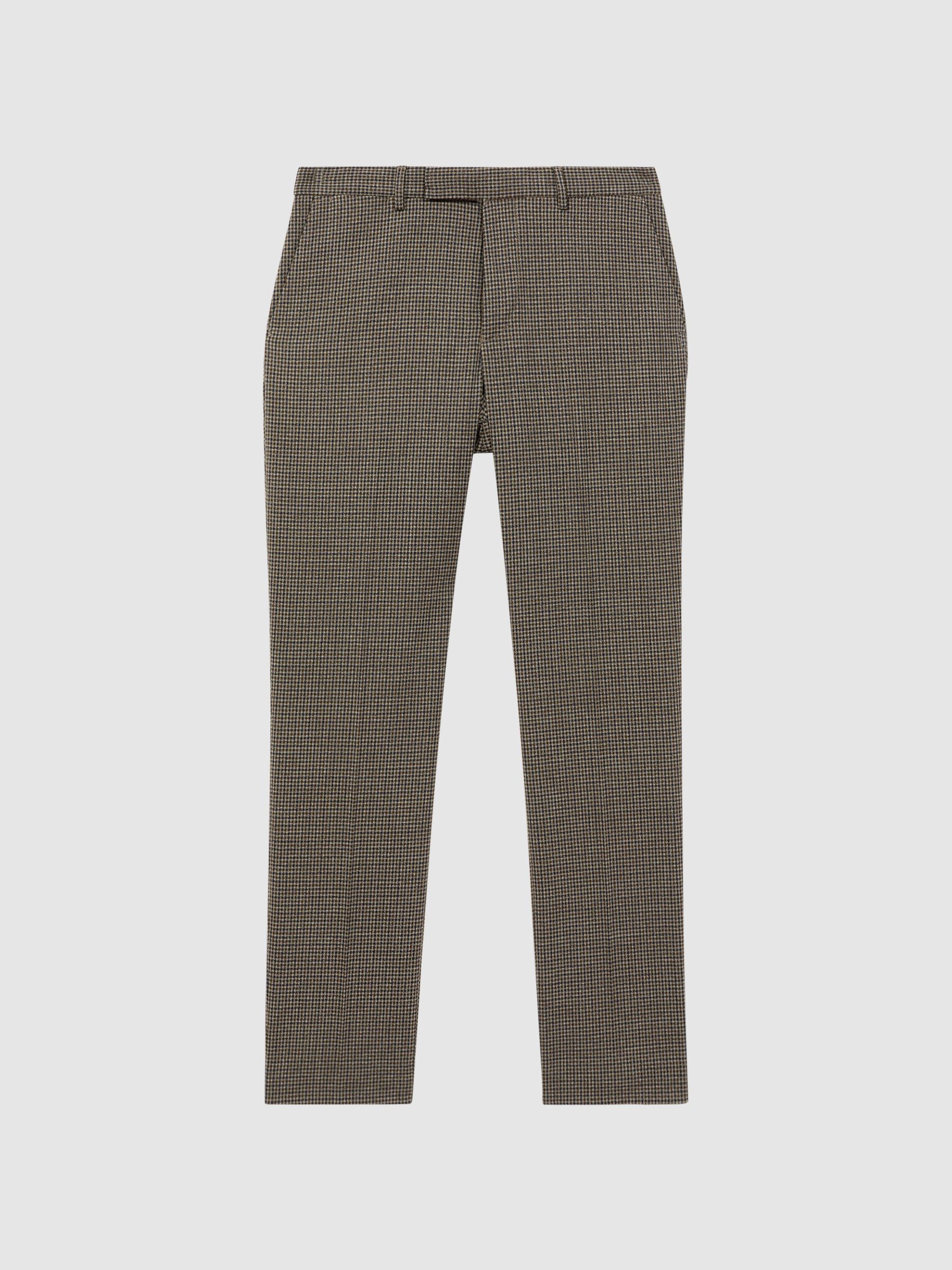 Slim Fit Puppytooth Trousers in Brown - Image 2 of 4