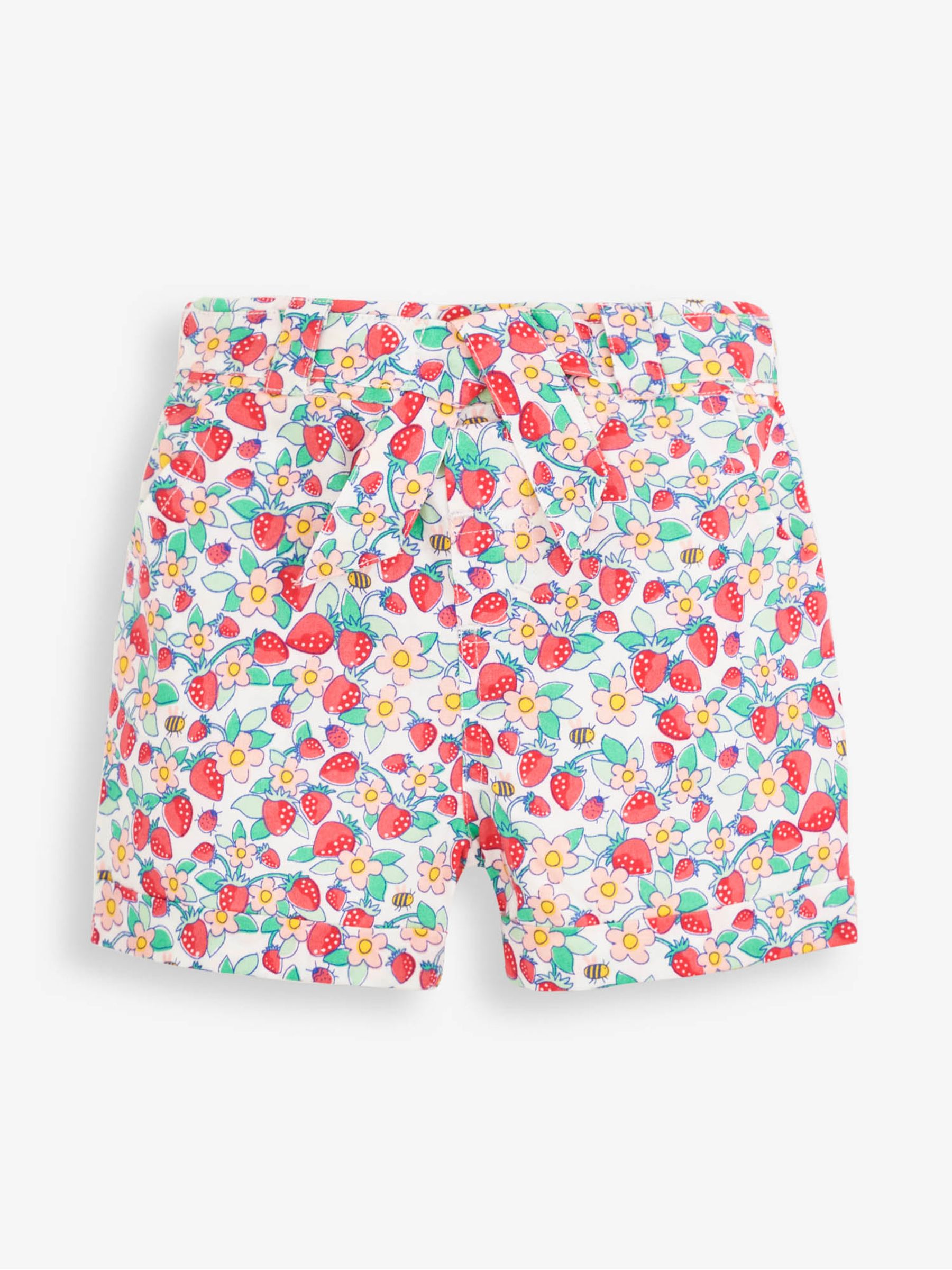 White Pretty Strawberry Print Shorts - Image 1 of 1